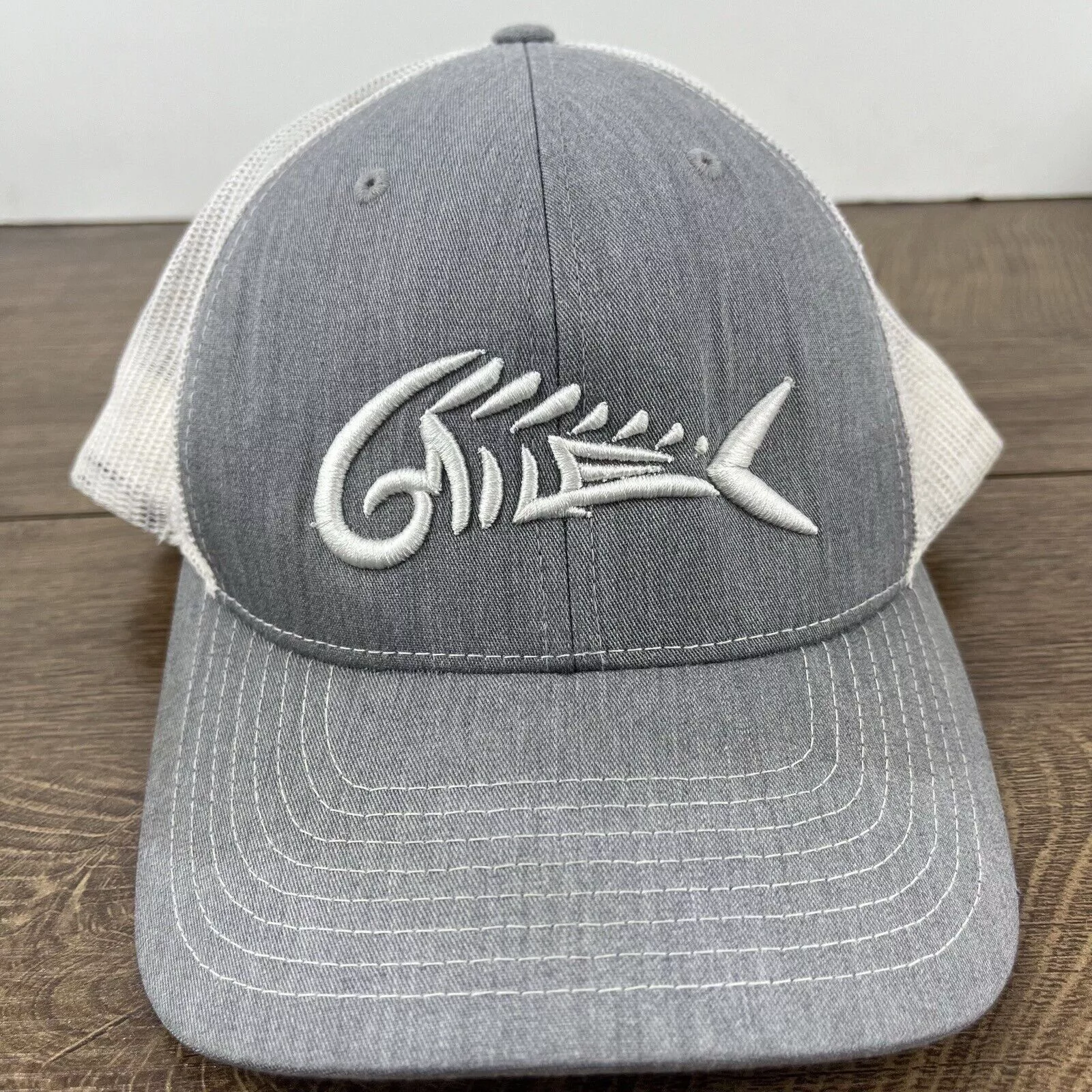 Other Hats Other Fish Skeleton Hat Fish Skull Snapback Hat Gray Adjustable Ha