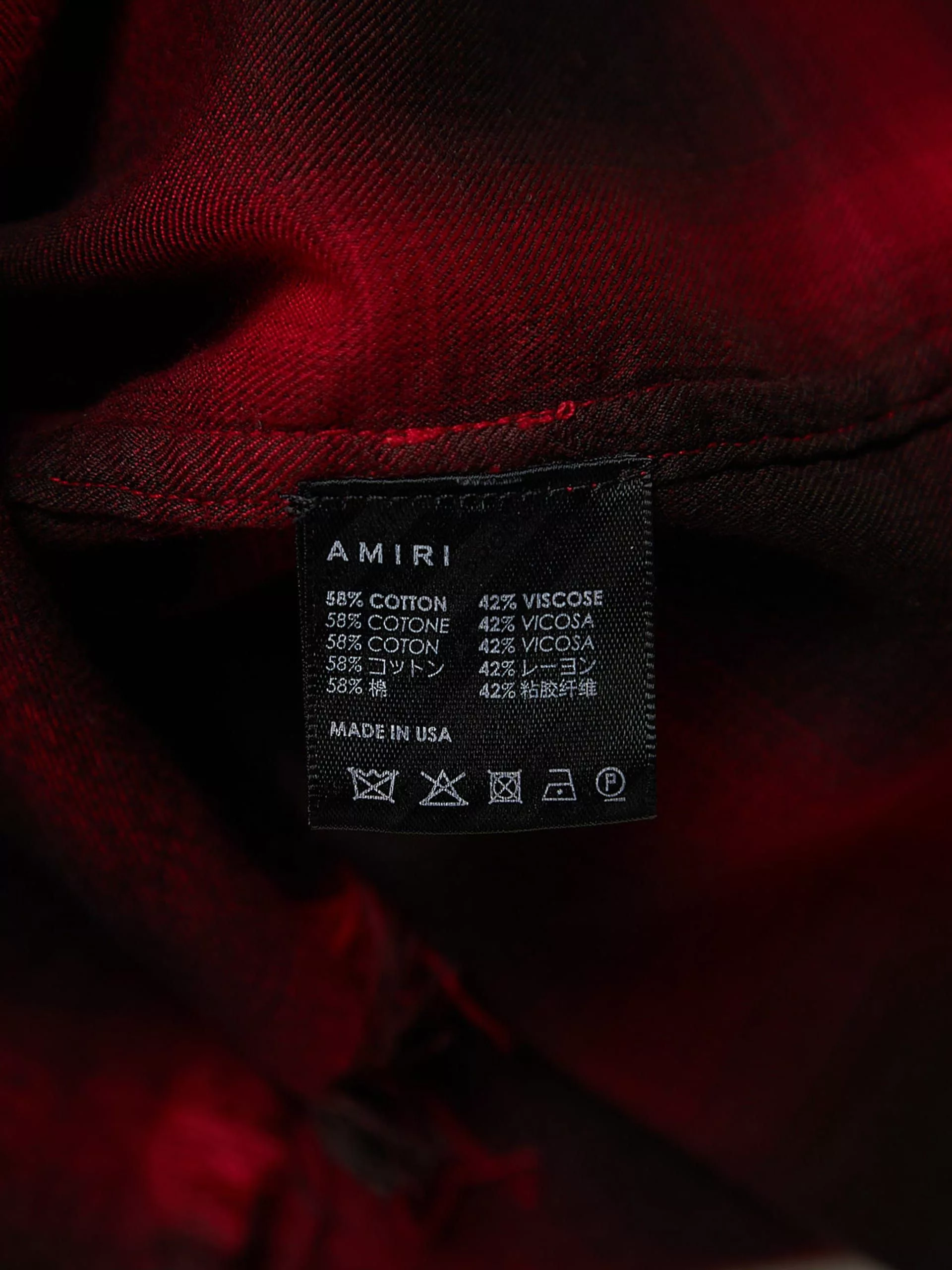 Amiri Long Sleeve T Shirts Amiri Red & Black Buttoned Checkered Distressed Cotton & Viscose Shirt