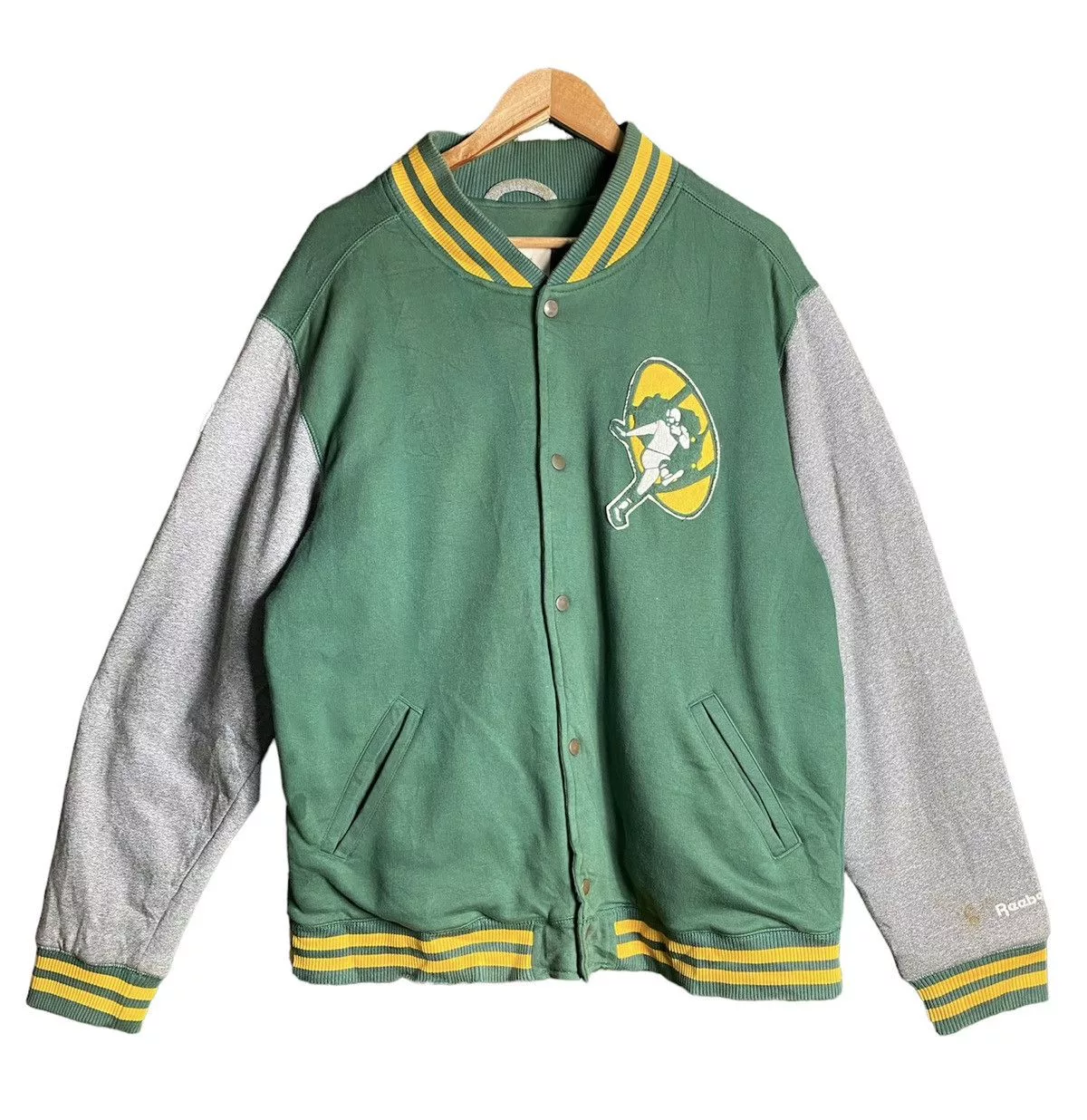 NFL Light Jackets NFL × Reebok NFL X REEBOK VARSITY JACKET Green Sportswear