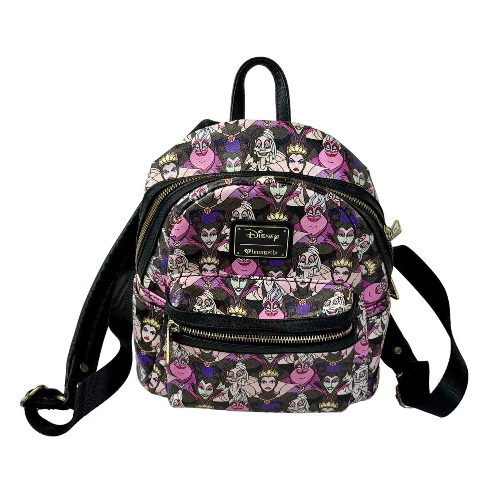 Disney Shoulder Bags DISNEY LOUNGEFLY Villains Backpack Ursula Cruella Maleficent Black