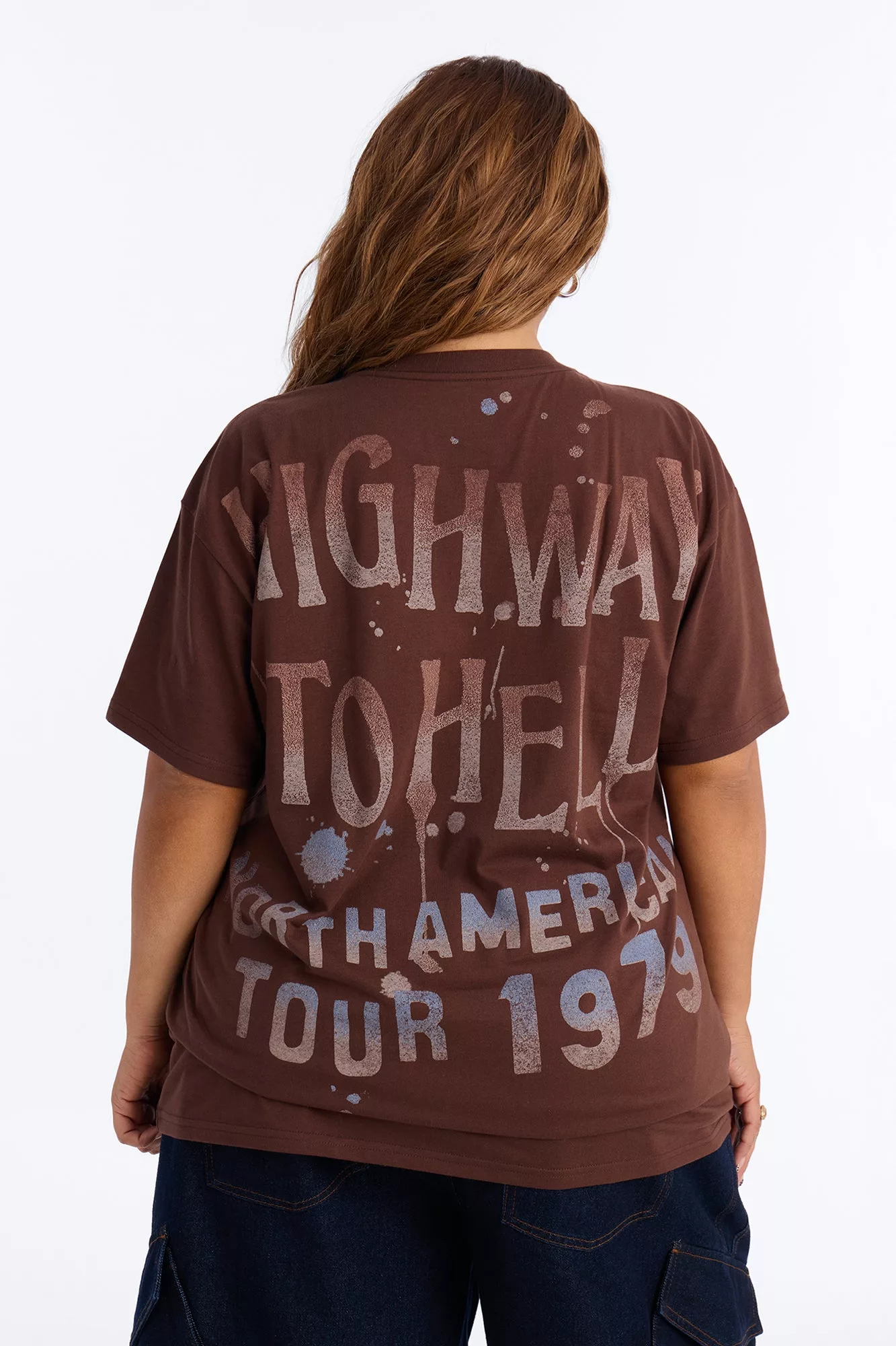 ACDC Highway To Hell Front And Back Tee - Brown