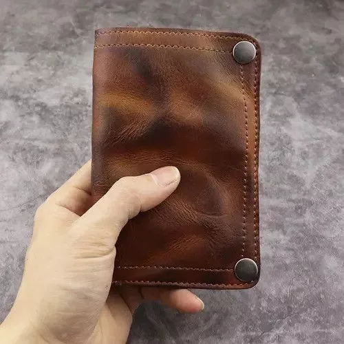 Handmade Wallets Handmade × Japanese Brand × Leather Handmade Cow Leather Mens Wallets Brown