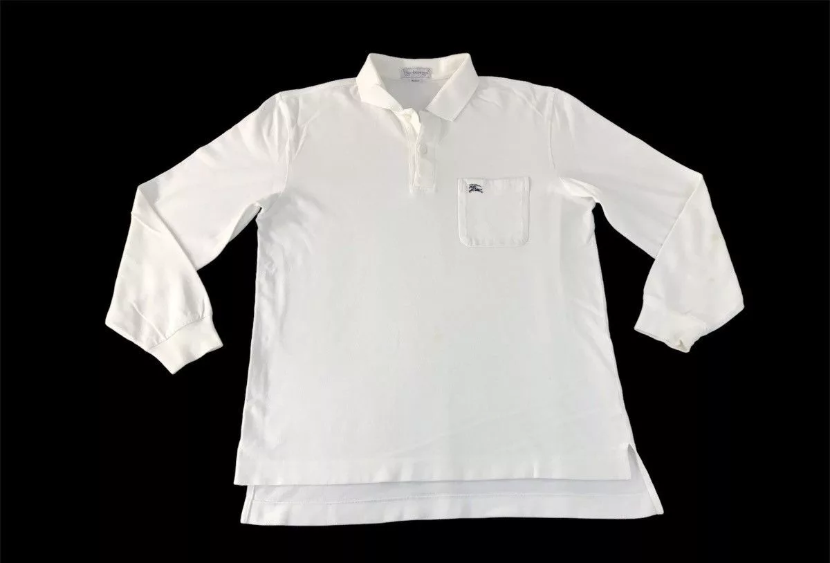 Burberry Polos Burberry × Designer Burberrys Polo Longsleeve Tee Embroidery Logo Design White Streetwear