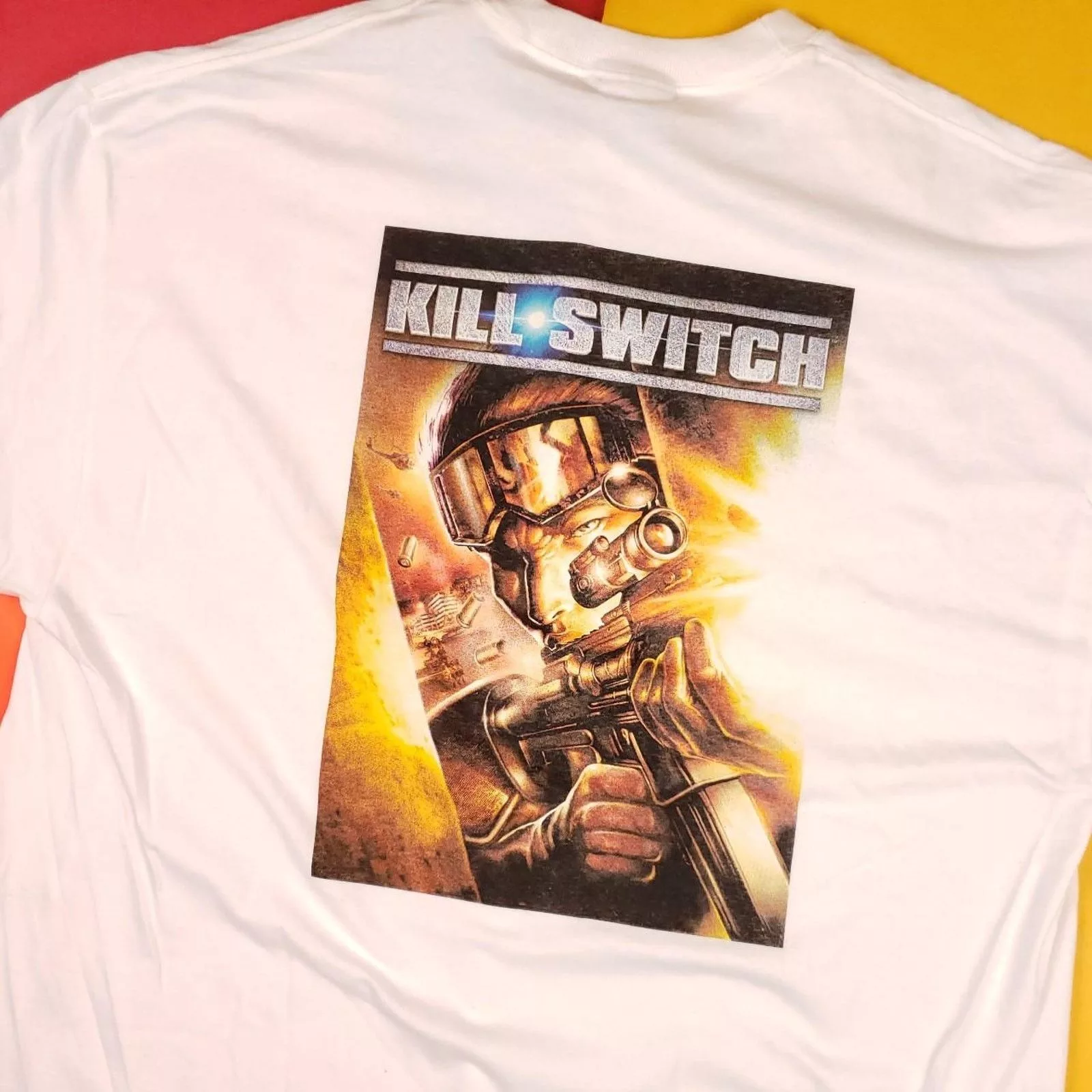 Vintage Short Sleeve T Shirts Vintage 2003 Namco Kill Switch Video Game Promo T-Shirt Mens XL White