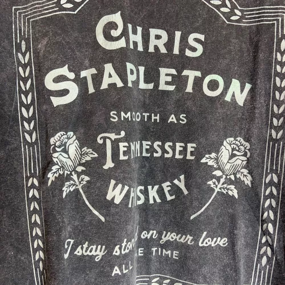 Designer Short Sleeve T Shirts Designer Chris Stapleton medium grey graphic preowned T-shirt Gray