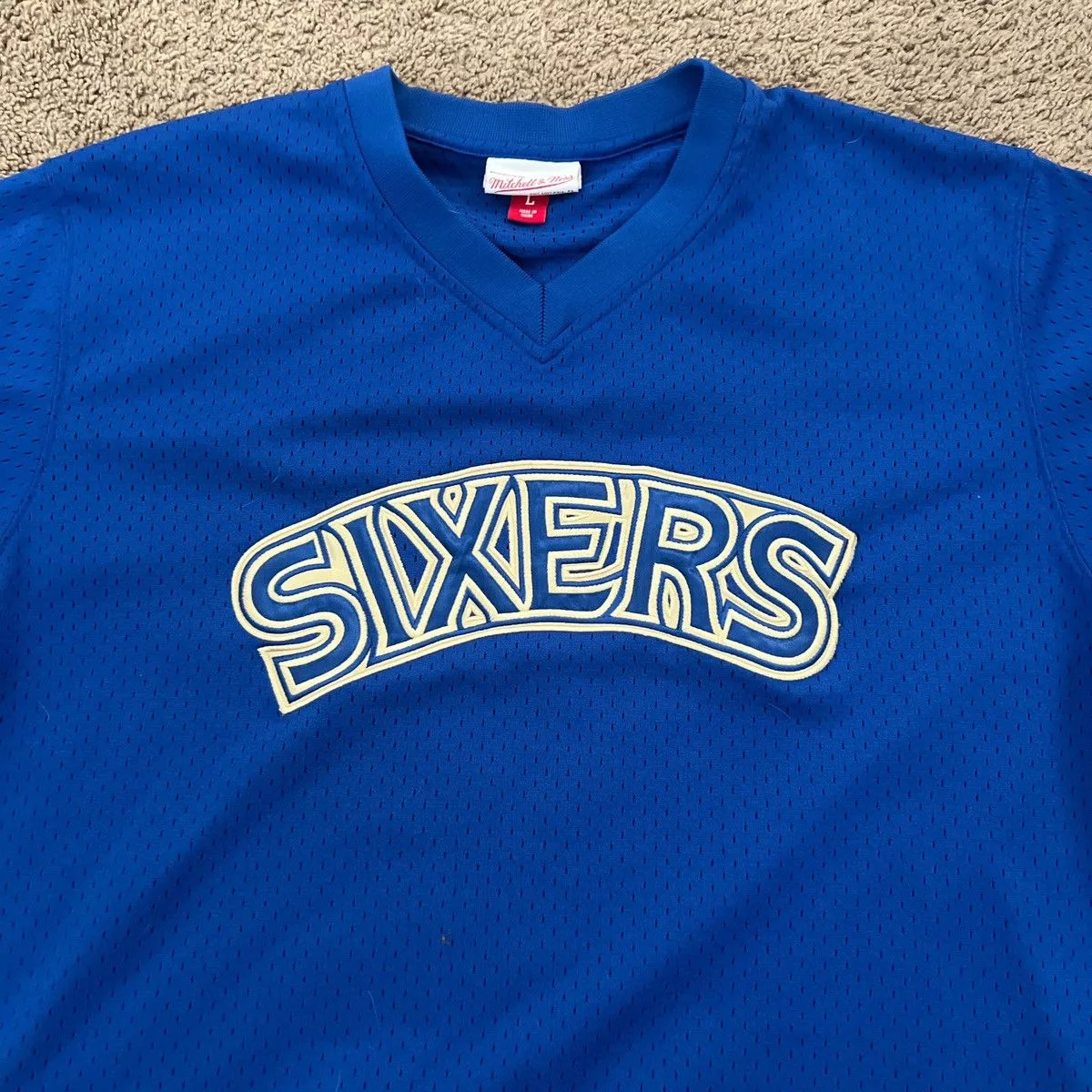 Mitchell & Ness Short Sleeve T Shirts Mitchell & Ness Sixers jersey Blue
