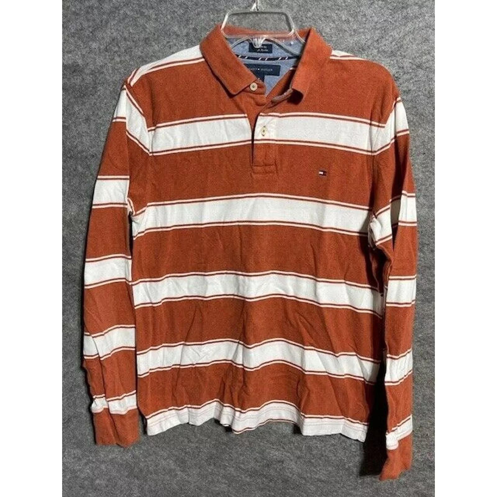 Tommy Hilfiger Polos Tommy Hilfiger Rugby Polo Shirt Mens M Cotton Striped Brown
