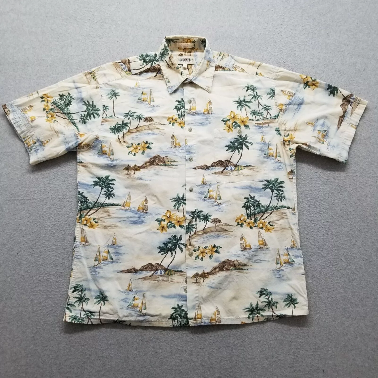 Campia Moda Shirts Button Ups Campia Moda Shirt Mens Large Hawaiian Button Up Short Sleeve Brown