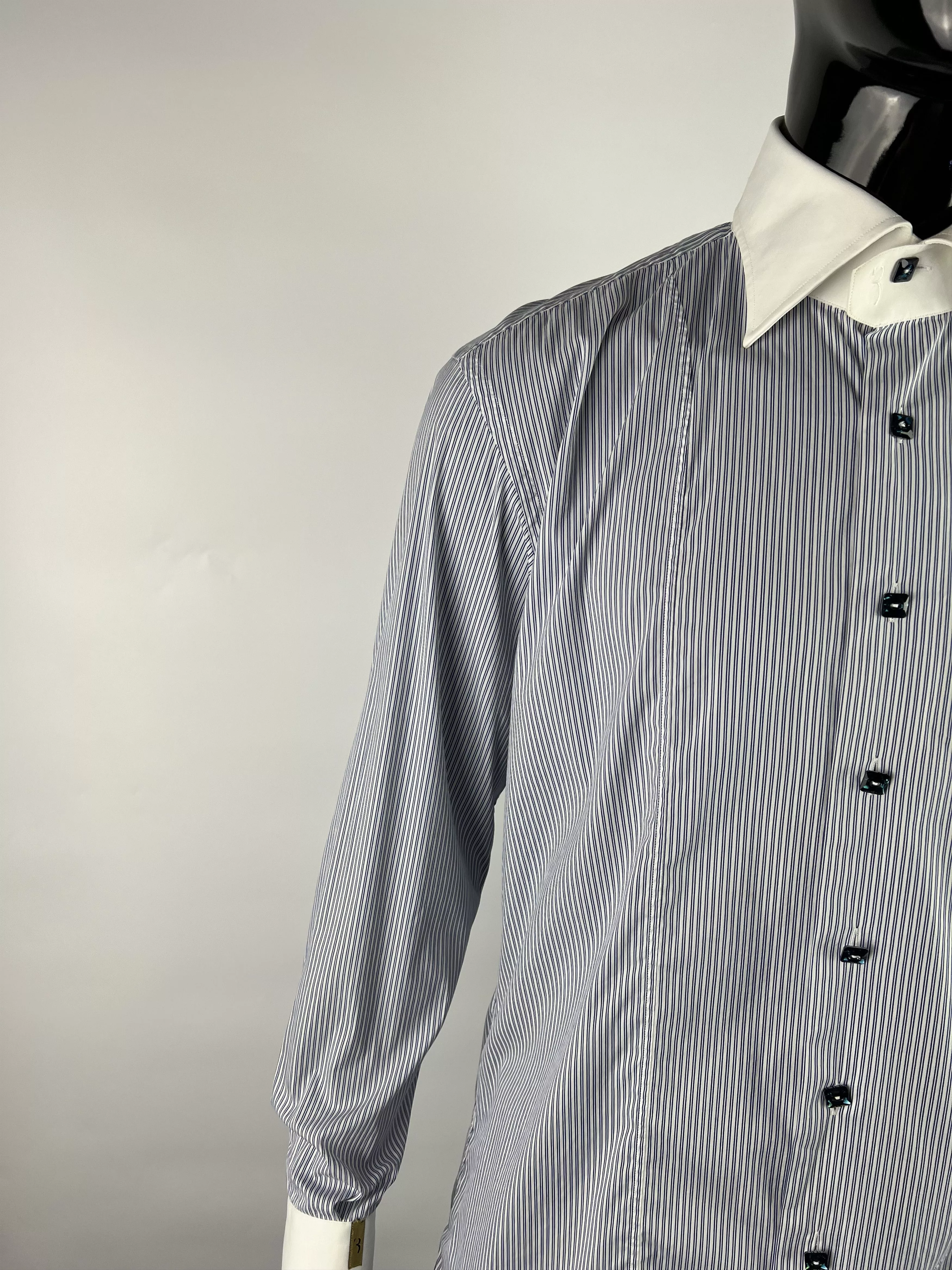 Billionaire Couture Shirts Button Ups Billionaire Couture Striped Cristal Button Up Shirt 18/45 White Vintage
