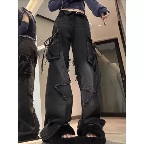 Jean Jeans Black Denim Cargo Jeans