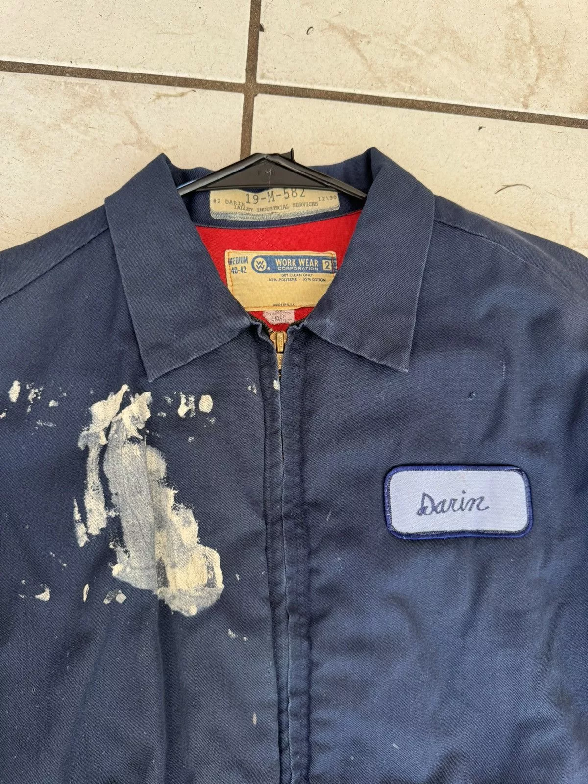 Vintage Light Jackets Vintage 70s mechanic jacket paint splattered Blue
