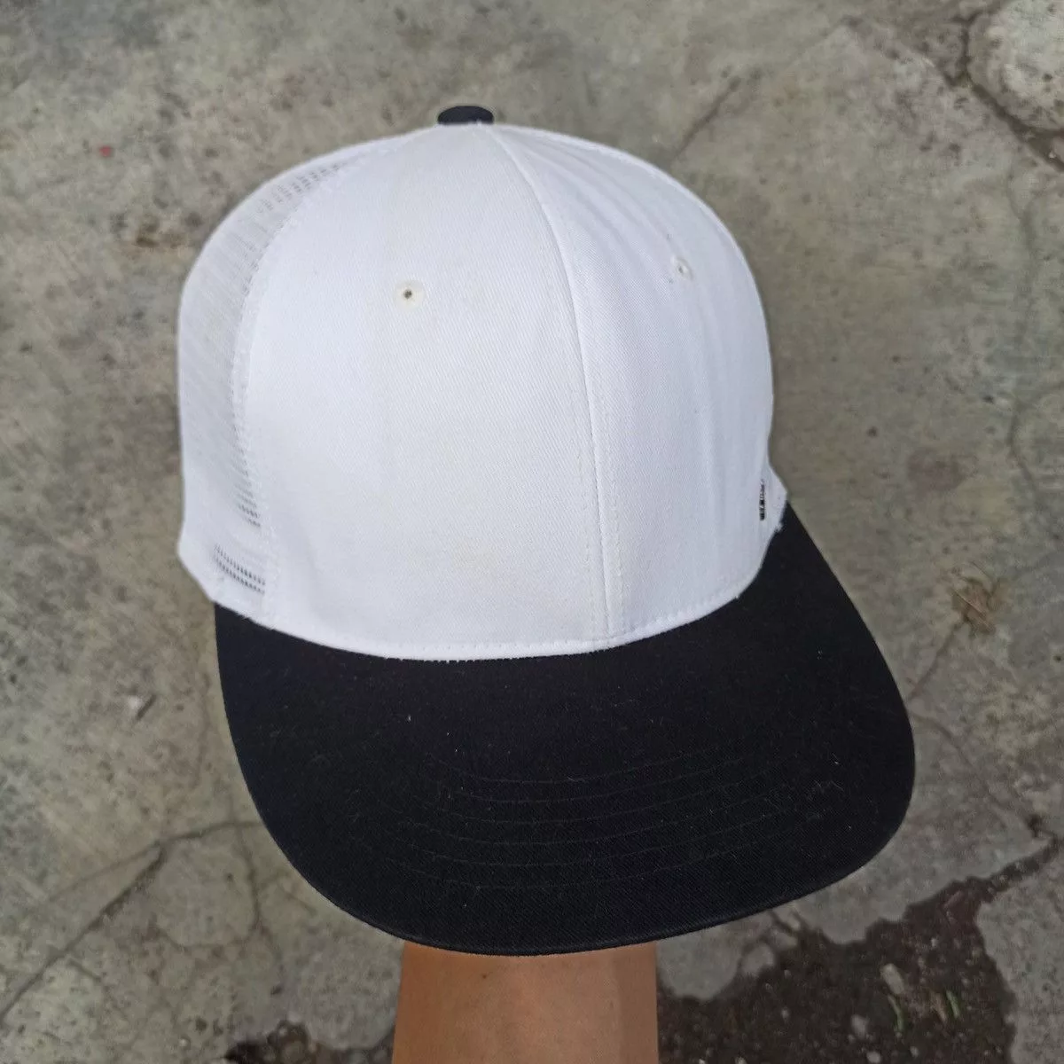 Unsound Rags Hats Unsound Rags SICK oversize trucker hat by mqum with gothic logo pin White Vintage