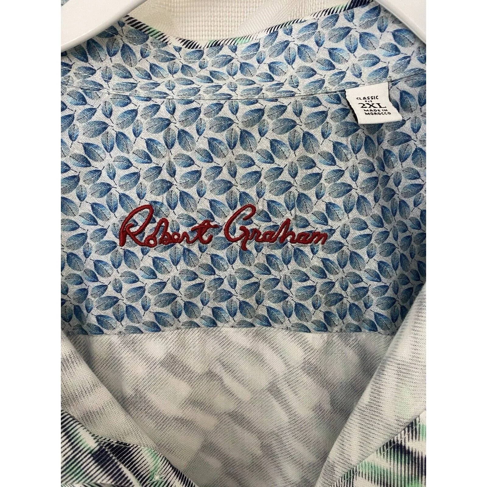 Robert Graham Shirts Button Ups Robert Graham Shirt Button Down Short Sleeve Green Blue 2XL