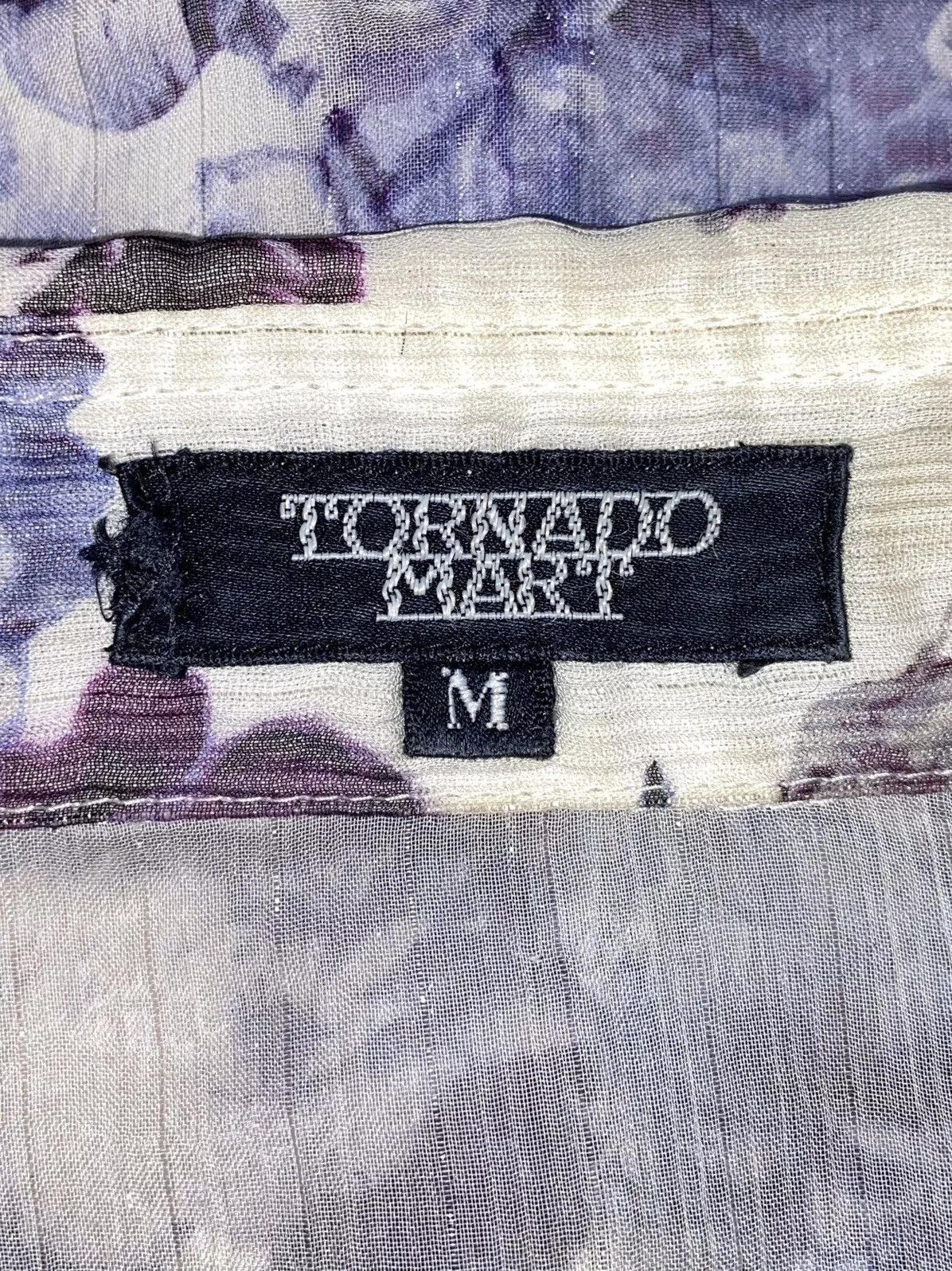 Tornado Mart Shirts Button Ups TORNADO MART Flower Patterned Mesh Shirt White