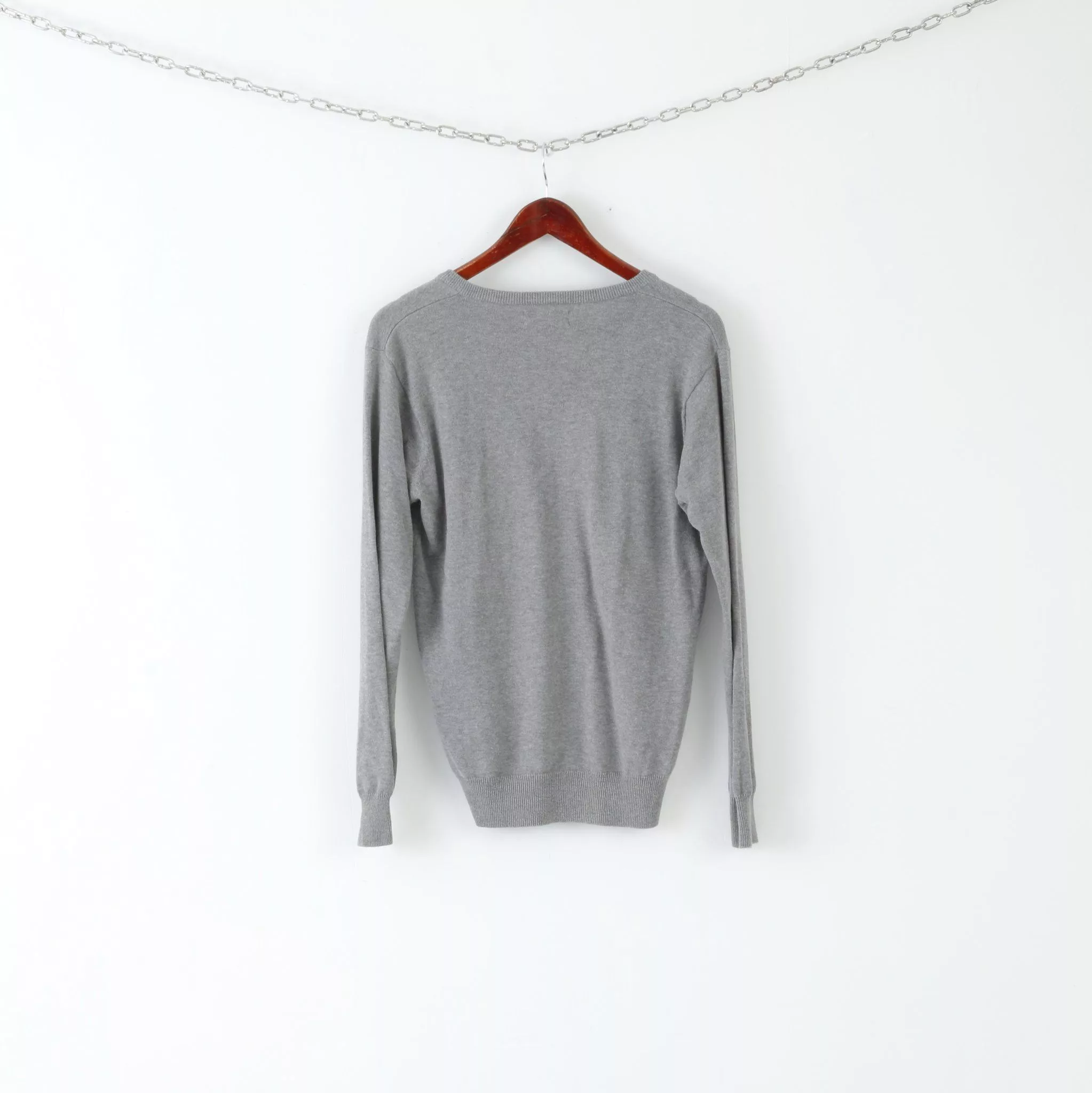 Fred Perry Sweaters Knitwear Fred Perry Mens S Jumper Grey Cotton V Neck Plain Sweater Gray