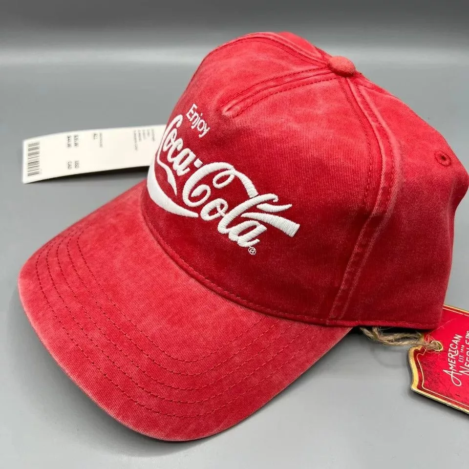American Needle Hats Coca Cola Coke Hat Men Washed American Needle Snap Back Cap Red