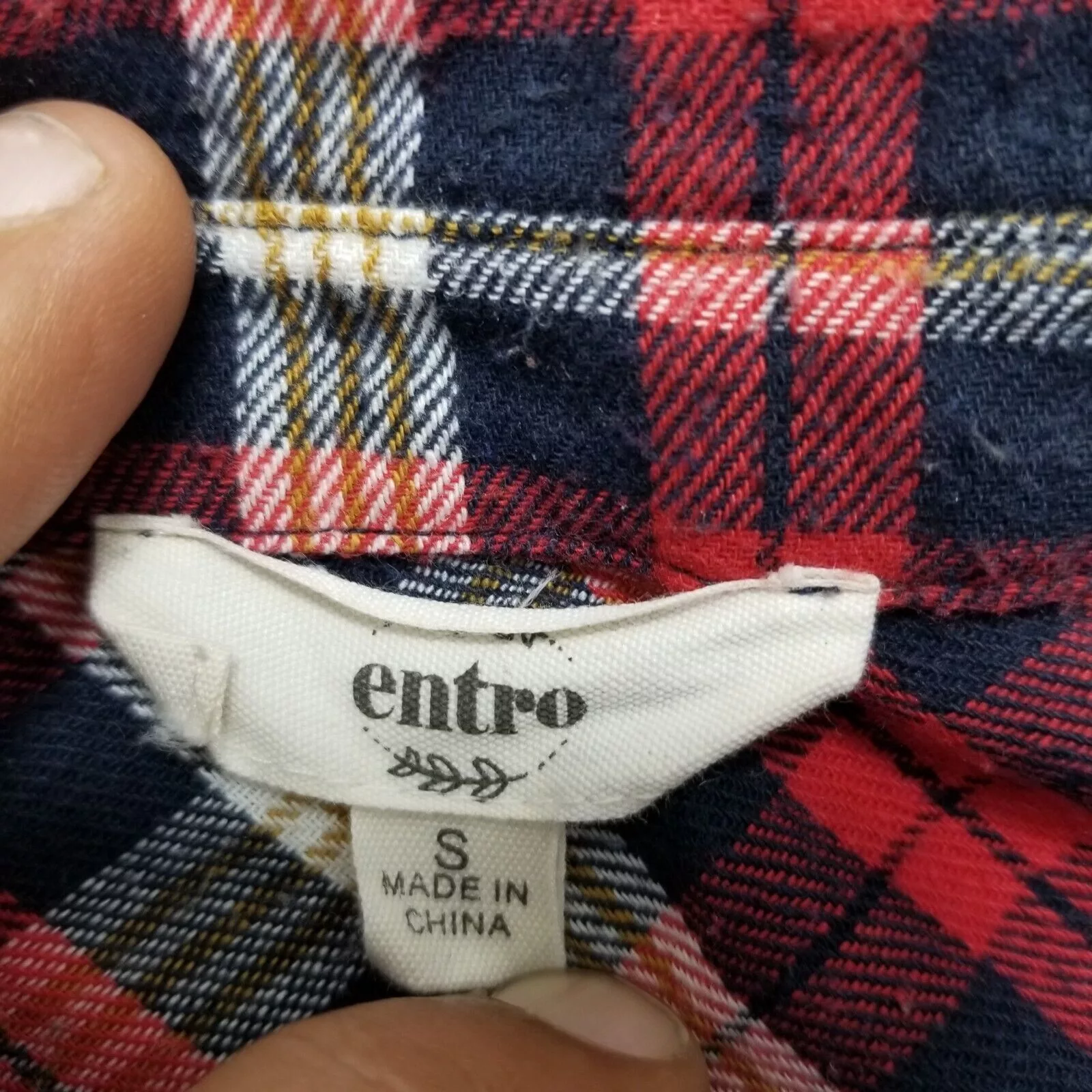 Other Button Ups Other Entro Shirt Womens Small Plaid Flannel Button Up Pockets Red