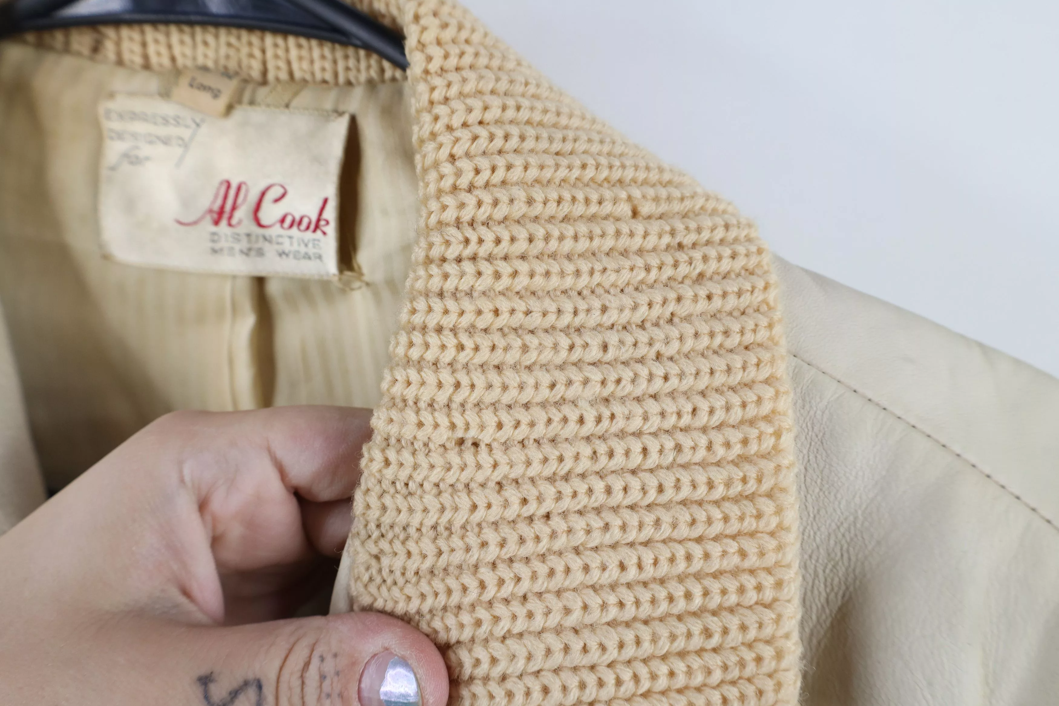 Vintage Light Jackets Vintage 60s Wool Knit Button Sweater Jacket Beige USA