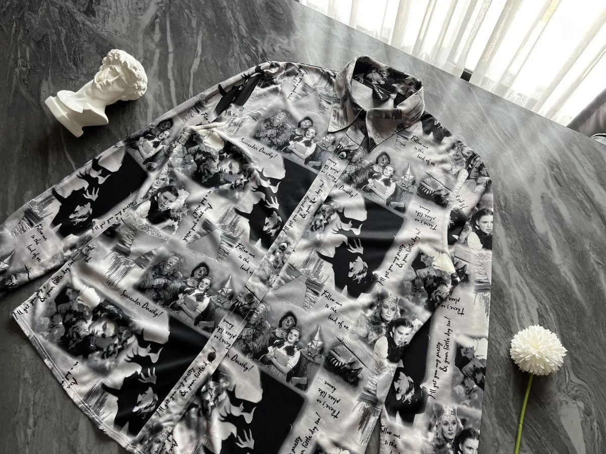 Cartoon Network Shirts Button Ups Cartoon Network × Vintage Land Of OZ : AOP Graphic Printed Warner Bros Store 1997 Black