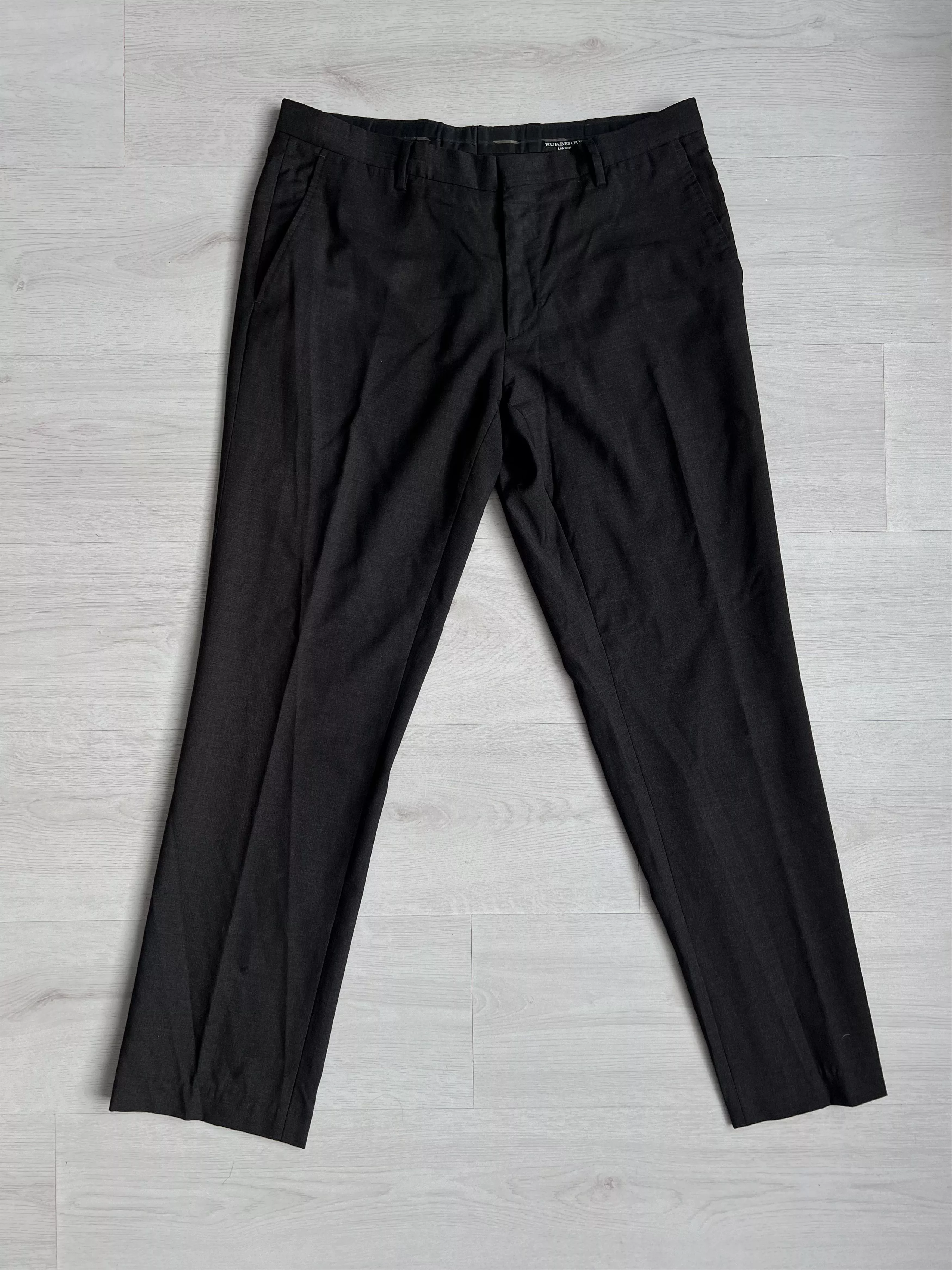 Burberry Casual Pants Burberry × Vintage Burberry Dark Grey Virgin Wool Trousers Pants Gray