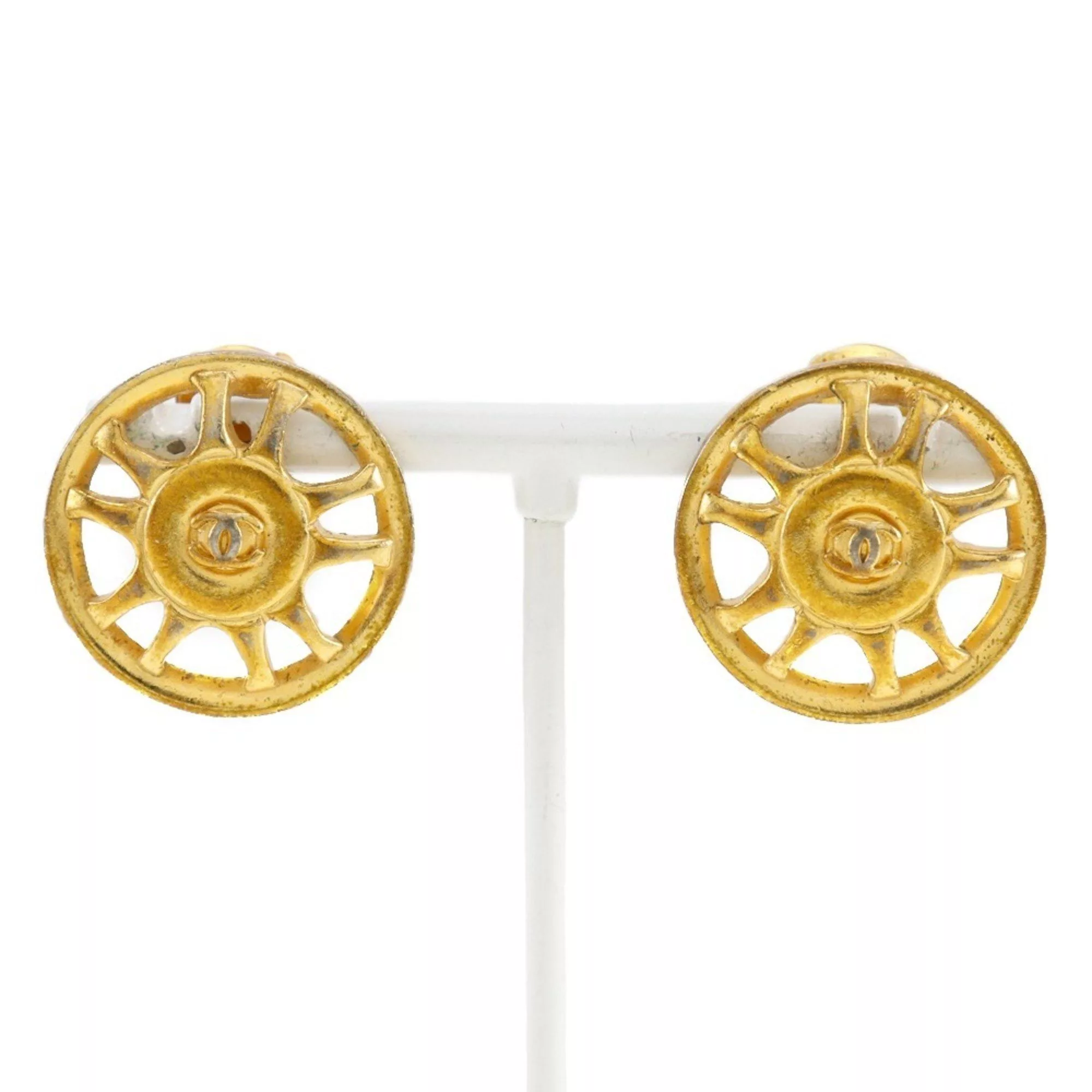 CHANEL Earrings, Gold Plated, 1997, Approx. 8.7g, Women's Multi