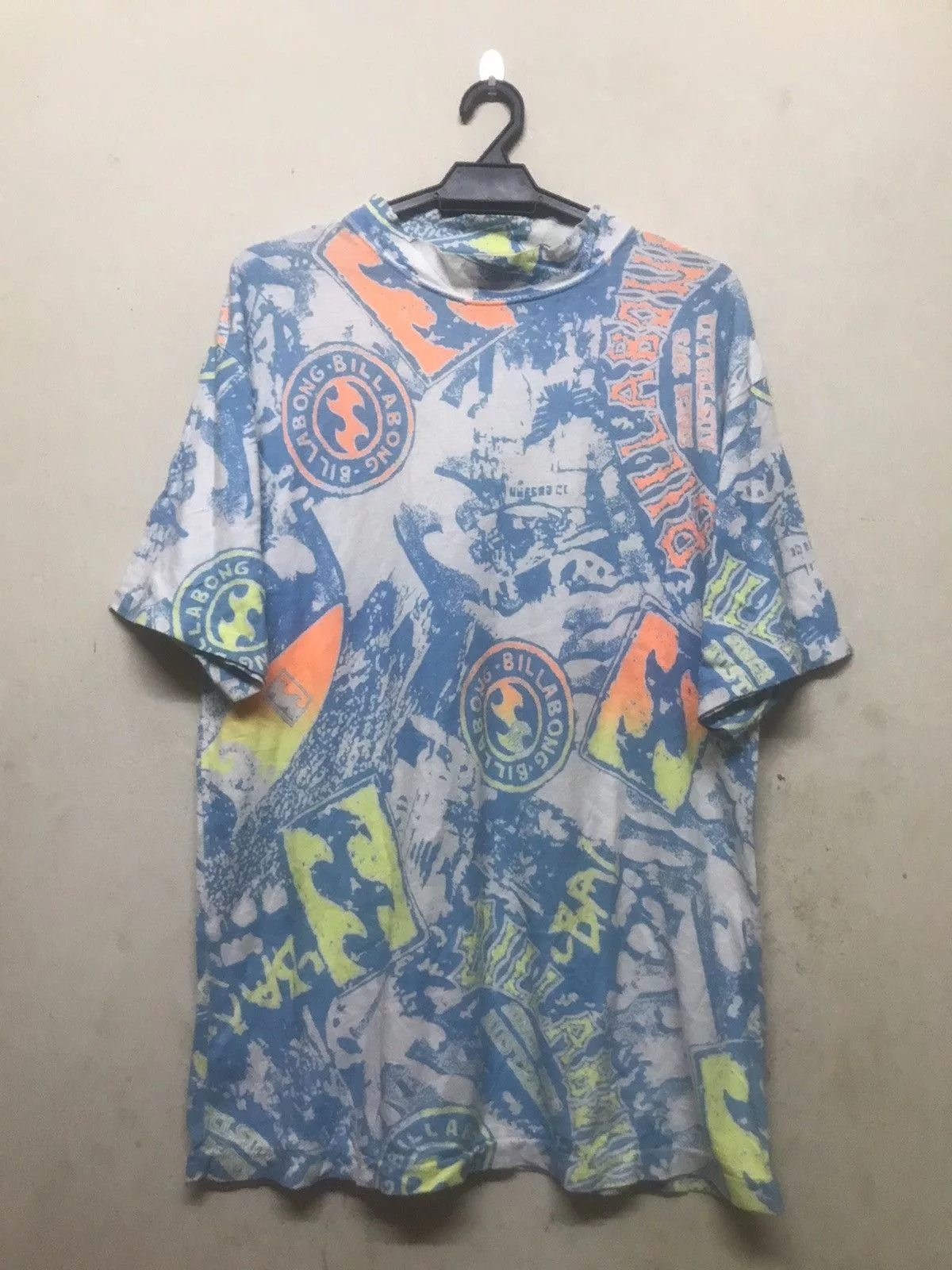 Billabong Short Sleeve T Shirts Billabong × Vintage Vintage Billabong Allover Print Logo Tshirt Blue