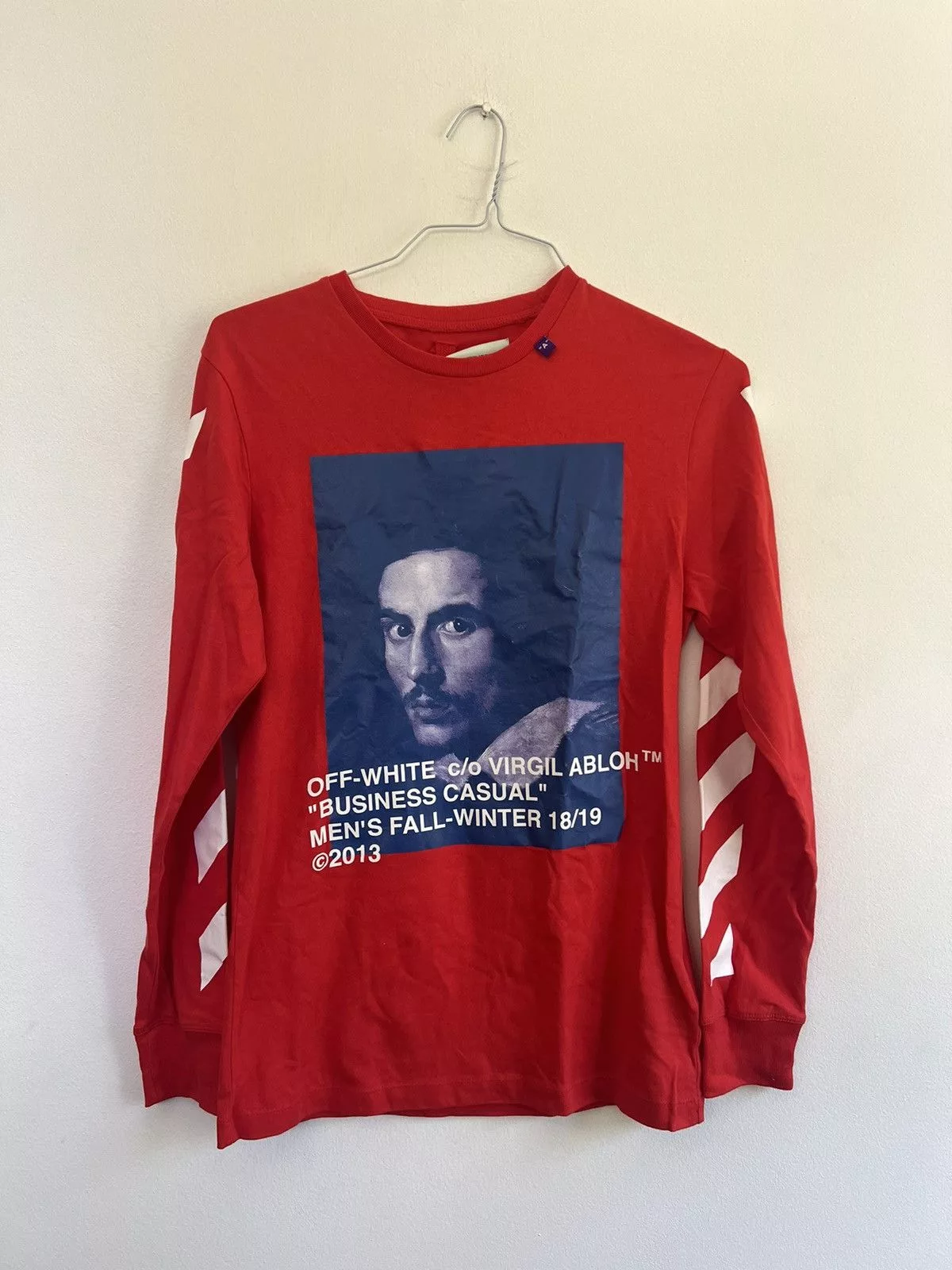 Off-White Long Sleeve T Shirts Off-White × Virgil Abloh Off white Bernini Long sleeve TEE Red