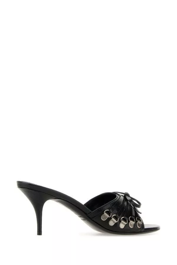 Balenciaga Sandals Balenciaga Black Leather Cagole Mules Multi