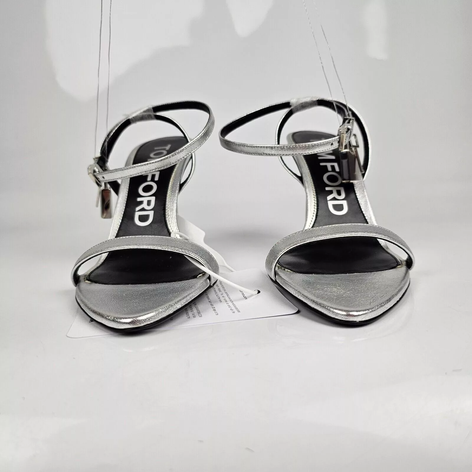 Tom Ford Heels Tom Ford Padlock 85mm Silver Sandals New