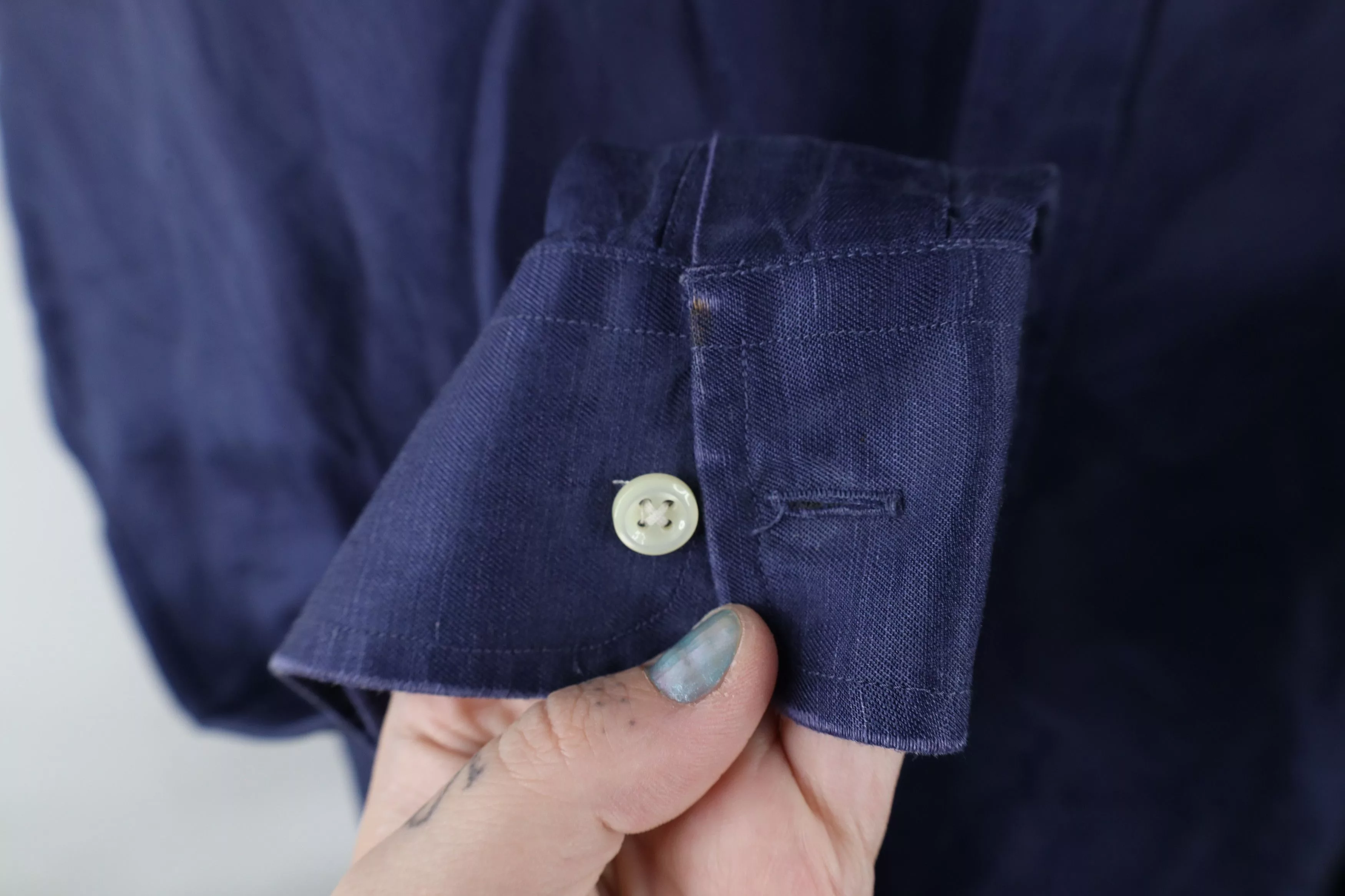 Ralph Lauren Shirts Button Ups Ralph Lauren × Vintage Vintage 90s Ralph Lauren Linen Collared Button Down Shirt Blue