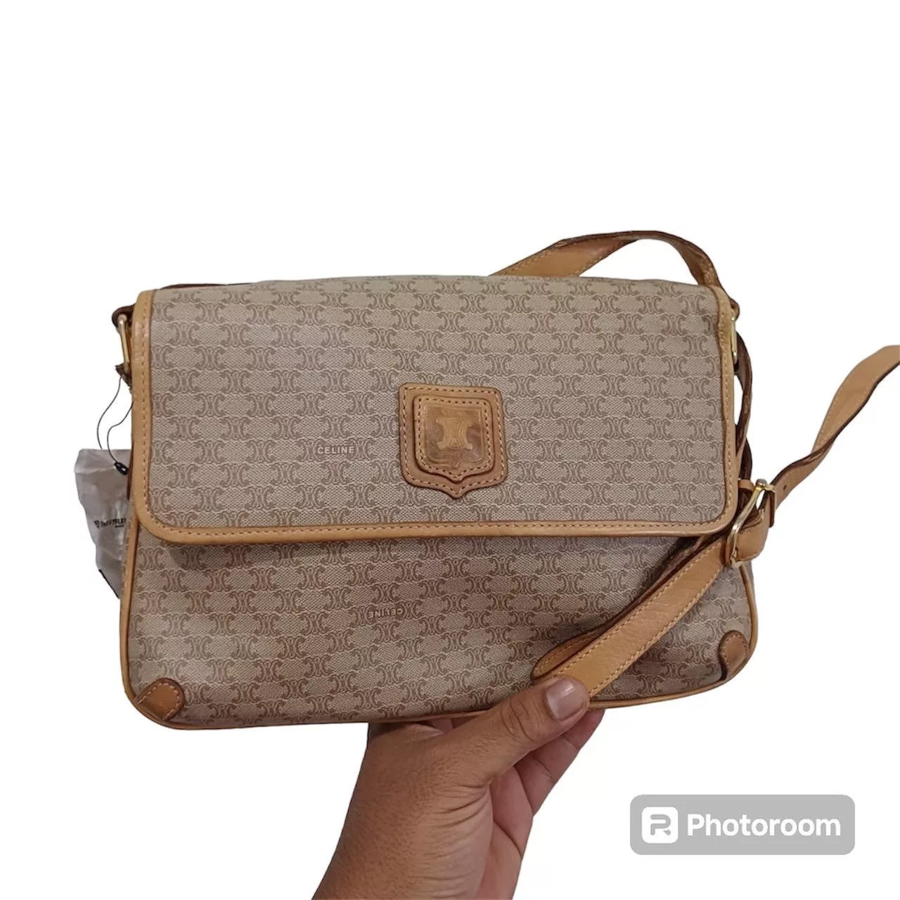 Celine Shoulder Bags Celine × Vintage Vintage Celine Beige Macadam Shoulder Bag Brown