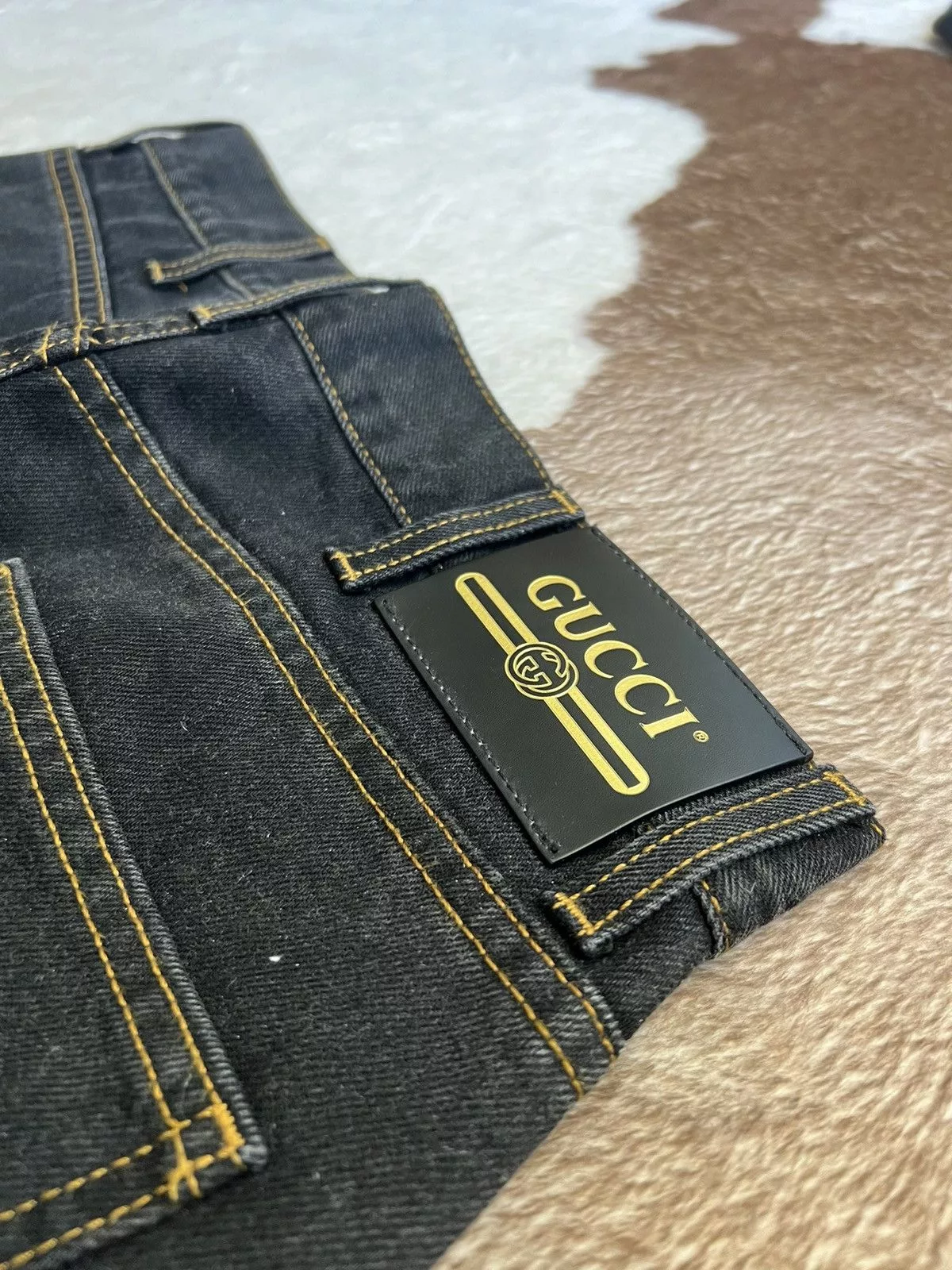 Gucci Denim black embroidered gucci jeans