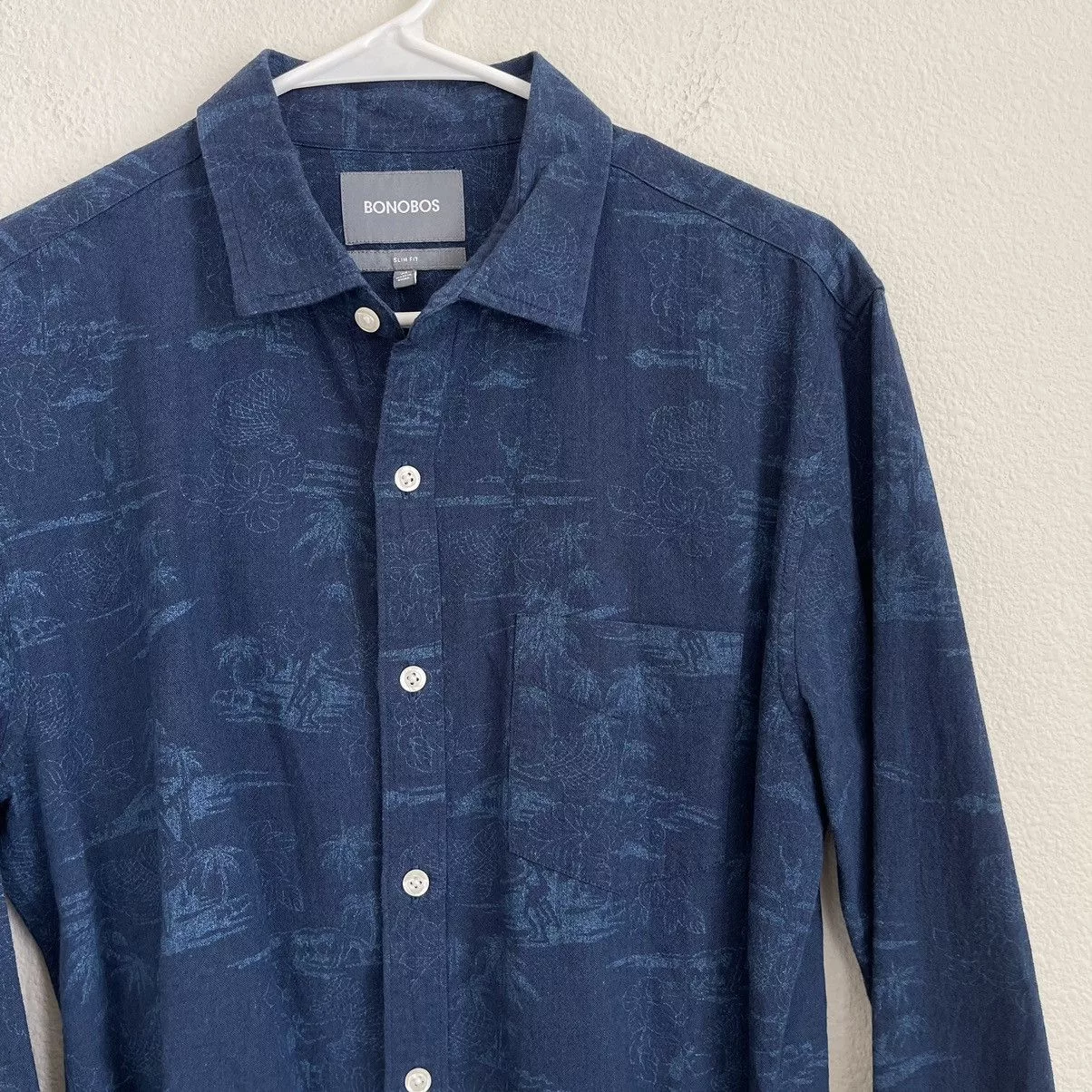 Bonobos Shirts Button Ups Bonobos Long Sleeve Button Down Hawaiian Shirt Blue