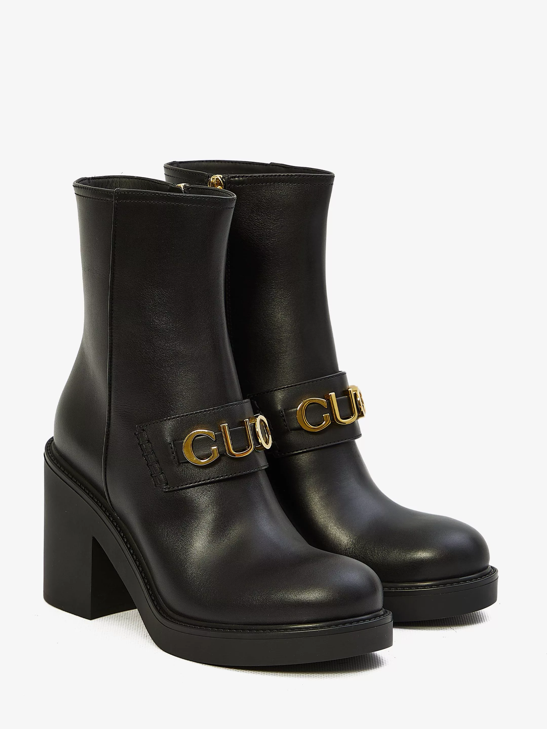 Gucci Miscellaneous Gucci Big Logo Cara Leather Boots SIZE 40 Black