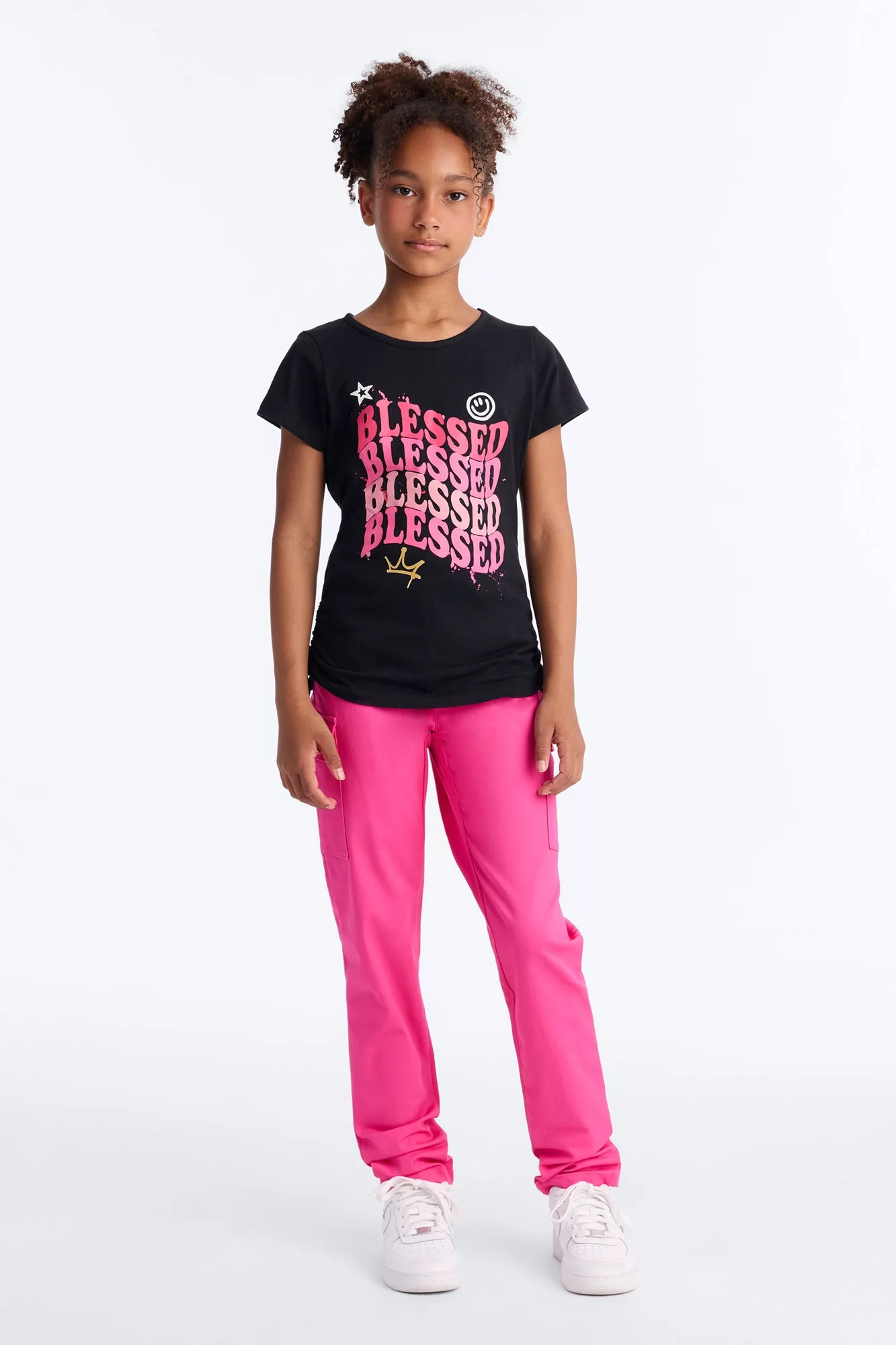 Mini Beyond Blessed Pant Set - Black/Pink