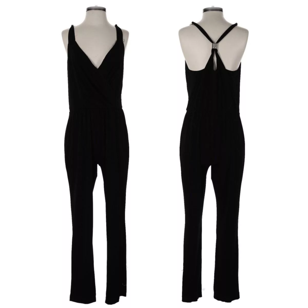 Jennifer Lopez Jumpsuits Jennifer Lopez JLO, Solid Racerback, Full Length, Sleeveless Jumpsuit Black
