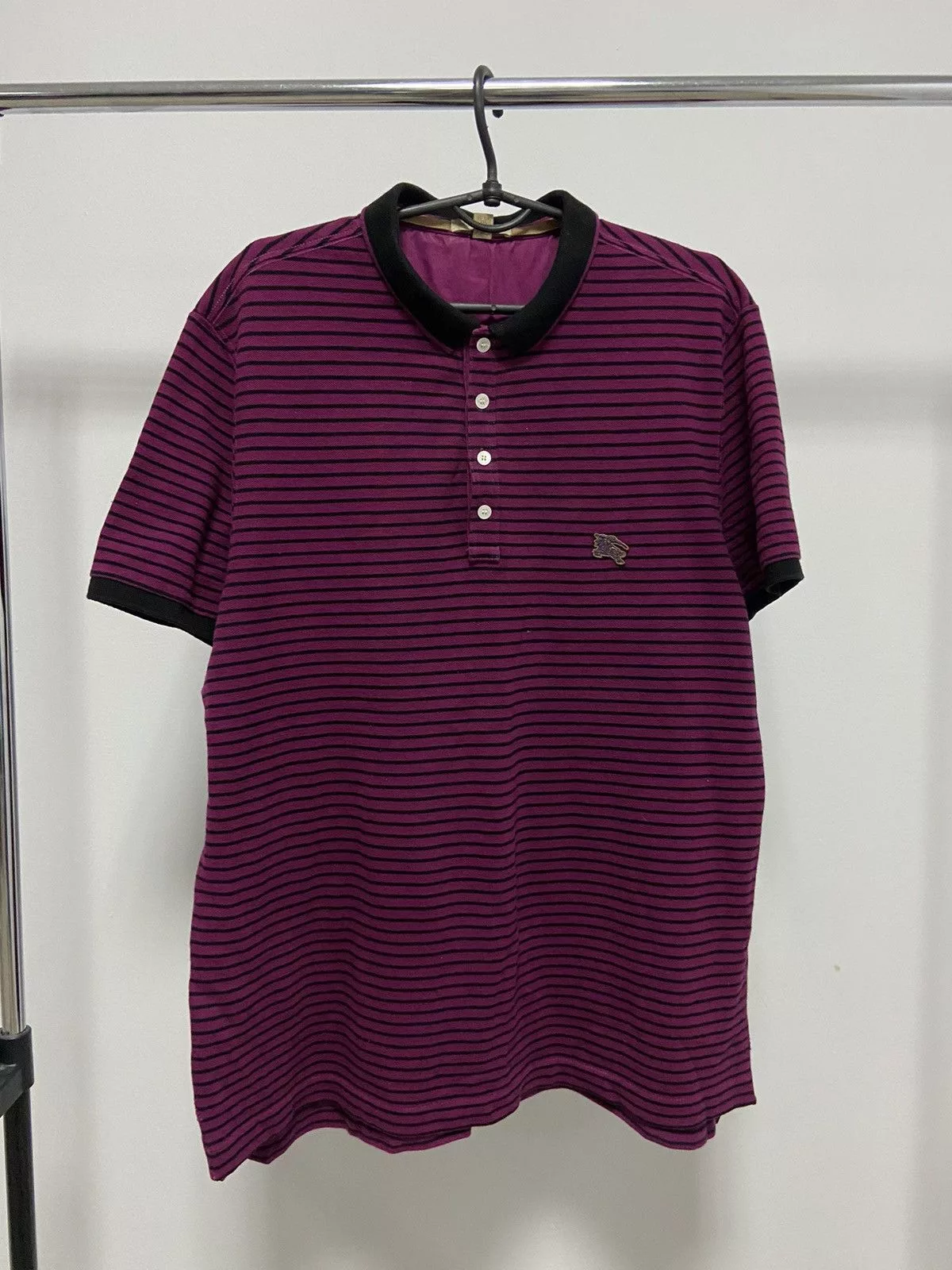 Burberry Short Sleeve T Shirts Burberry × Vintage Burberry Vintage t shirt Polo Small Logo Luxury Stripes Purple