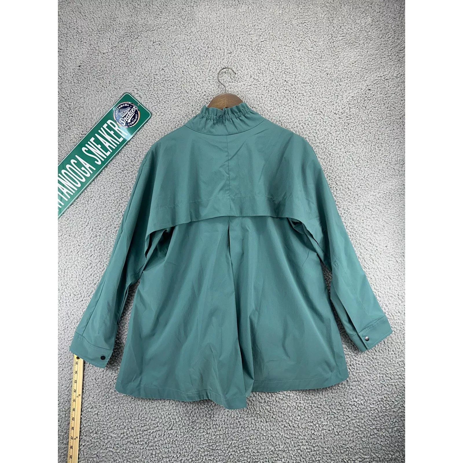 Athleta Jackets Athleta Rain Pullover Jacket Womens S Teal Poplin Top Small Green