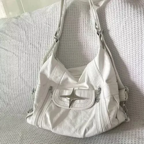 Vintage Handle Bags Vintage Y2k Large Capacity Shoulder Bag White