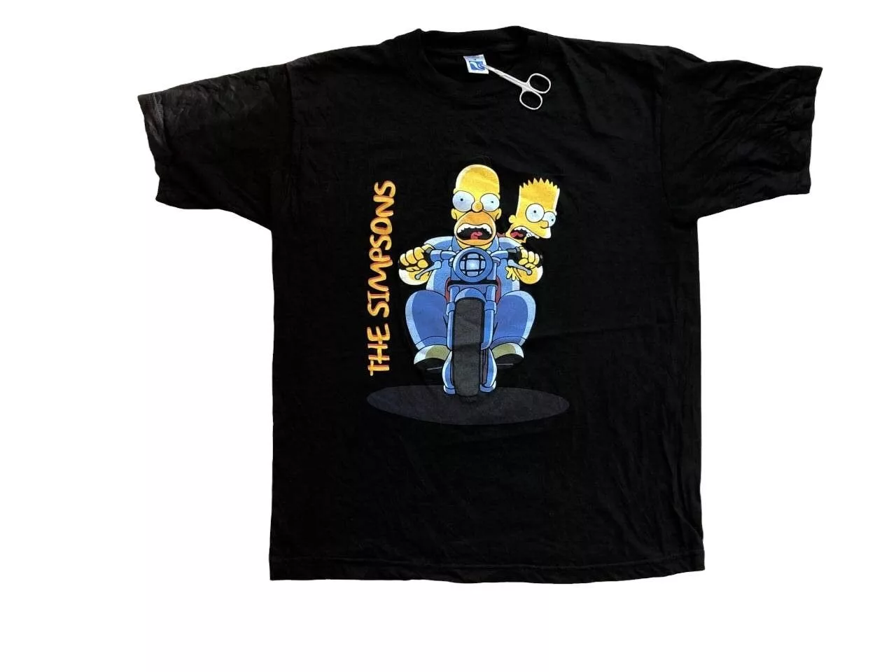 The Simpsons Short Sleeve T Shirts The Simpsons × Vintage Vintage The Simpsons Homer Bart Riding Bike Tee Shirt Y2K Black