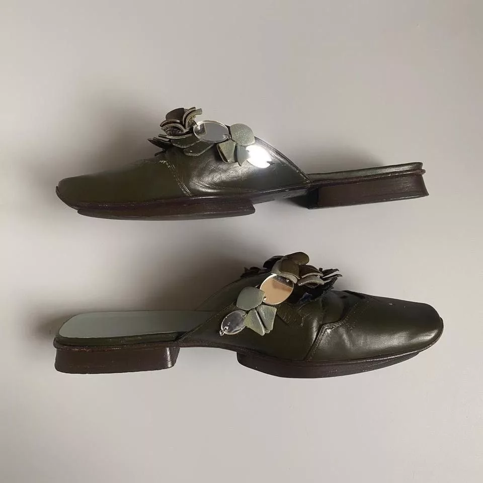 Prada Flats Prada × Vintage prada spring/summer 1999 sabots Green