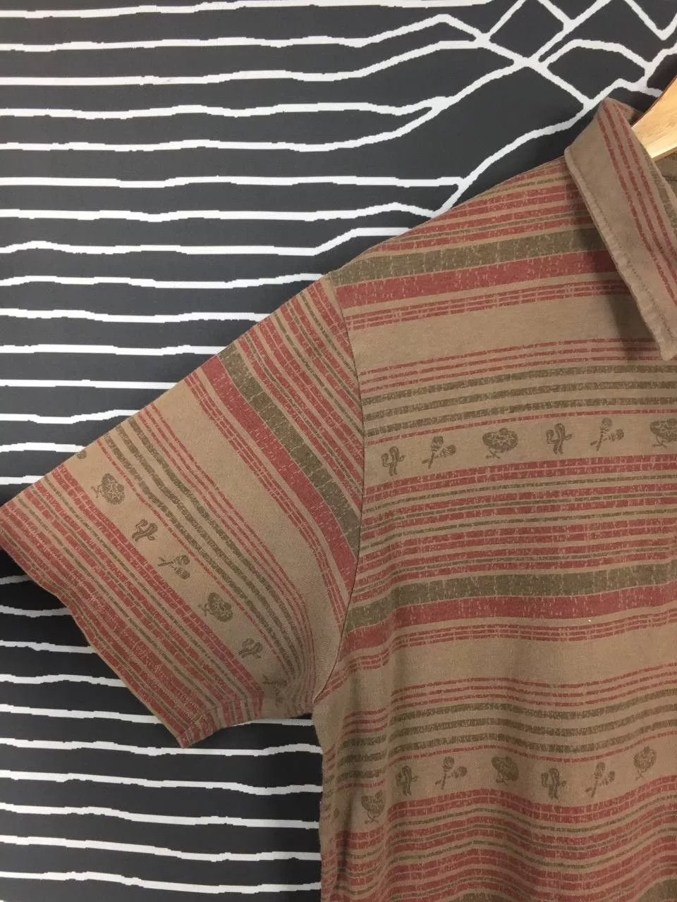Global Work Polos Global Work × Japanese Brand Global Work Aztec Native Patterned Polo Tee Brown Streetwear