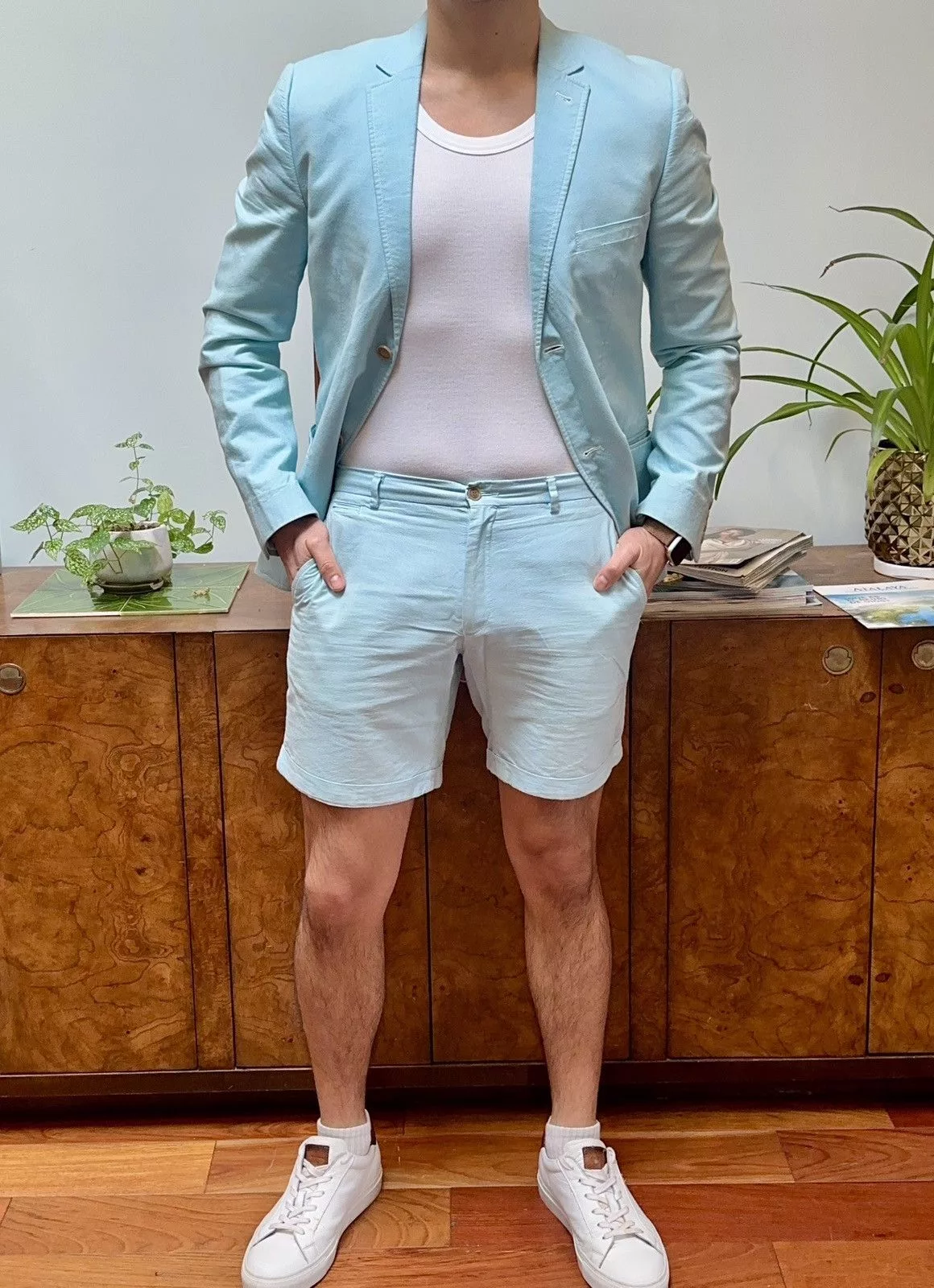 Topman Suits Topman Pastel Turquoise Summer Short Suit SET Blue