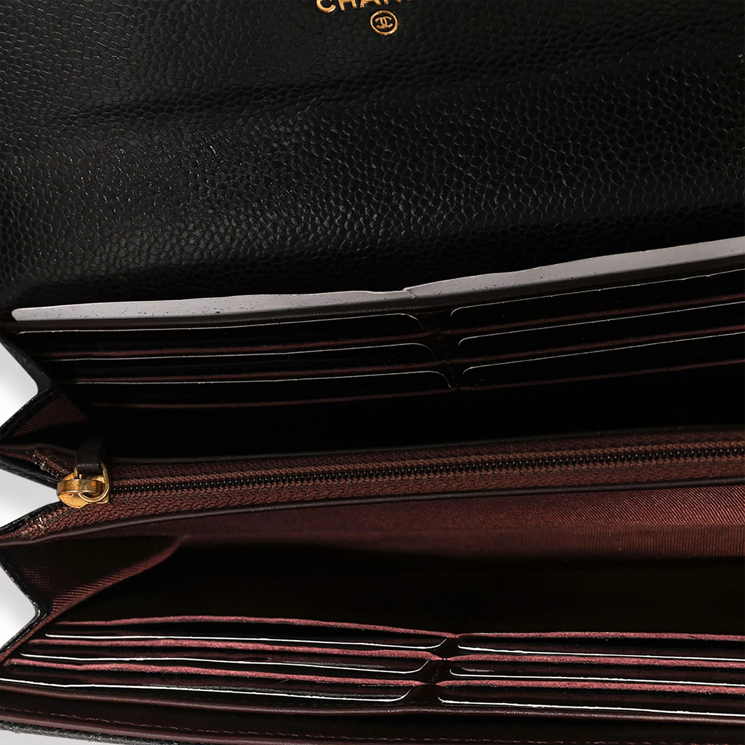 Chanel Rings Chanel Black Quilted Caviar Long Flap Wallet