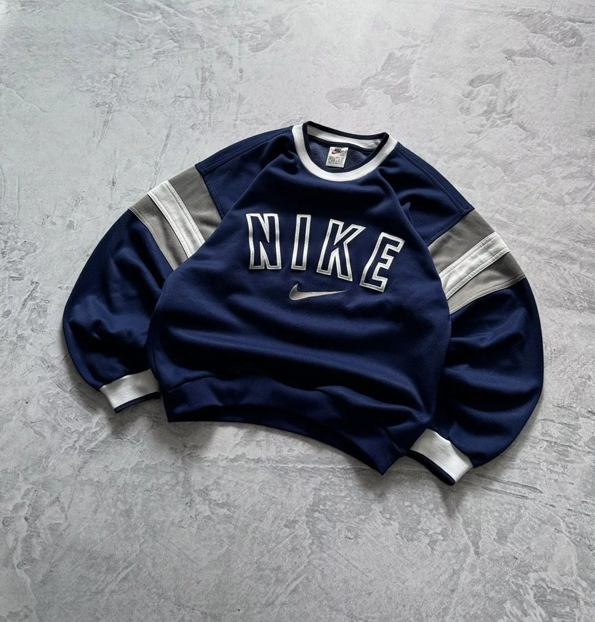 Nike Sweatshirts Hoodies Nike × Vintage 90s Nike Vintage Big Logo Center Swoosh Crewneck Sweatshirt Blue Streetwear