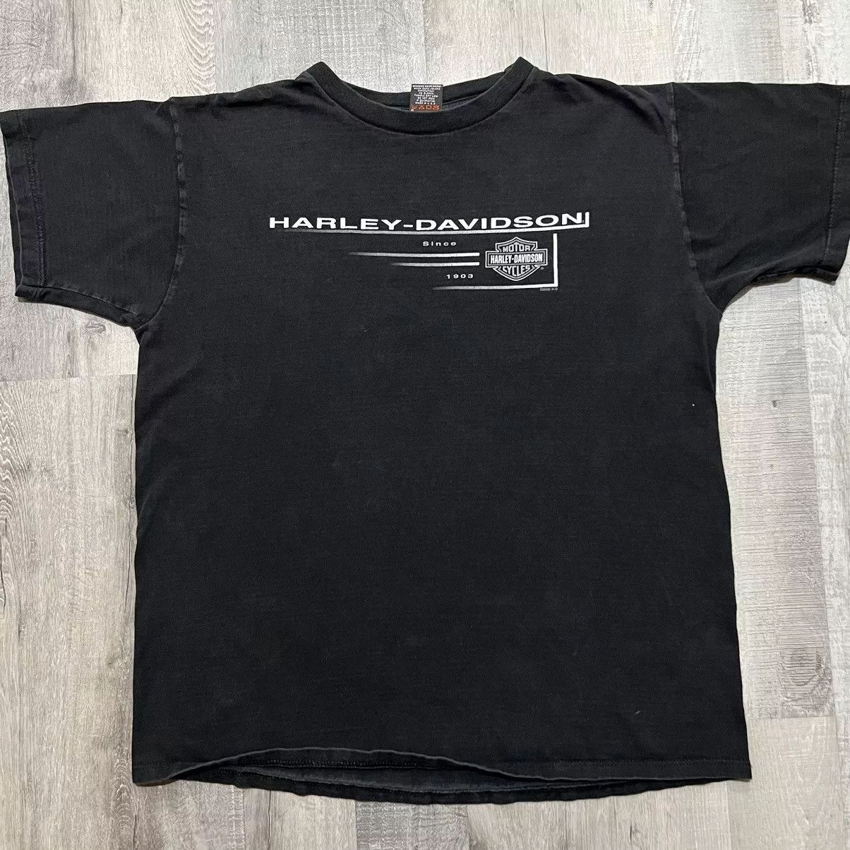 Harley Davidson Short Sleeve T Shirts Harley Davidson × Vintage VTG Harley Davidson Black 2000 Manitowoc Y2K Biker T Shirt
