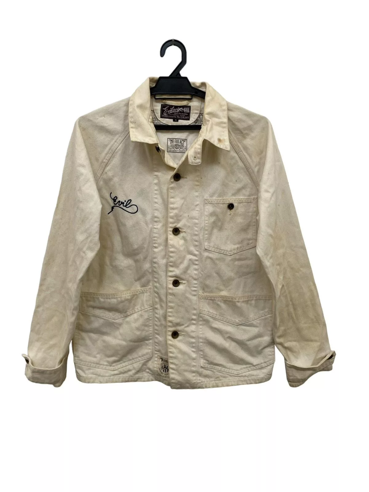 Buzz Rickson's Denim Jackets Buzz Rickson's × Japanese Brand × Toyo Enterprises The Evilact Work Jacket Embroidery Gas Alley Gang Evil White