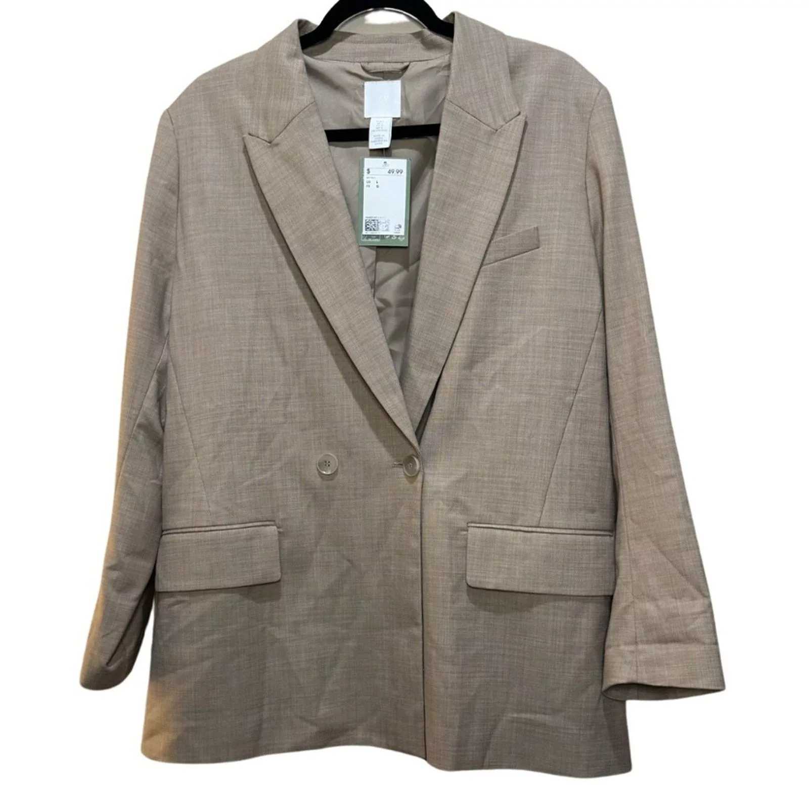 H&M Light Jackets H&M Men’s Double-breasted Button Blazer- Beige Size L Brown