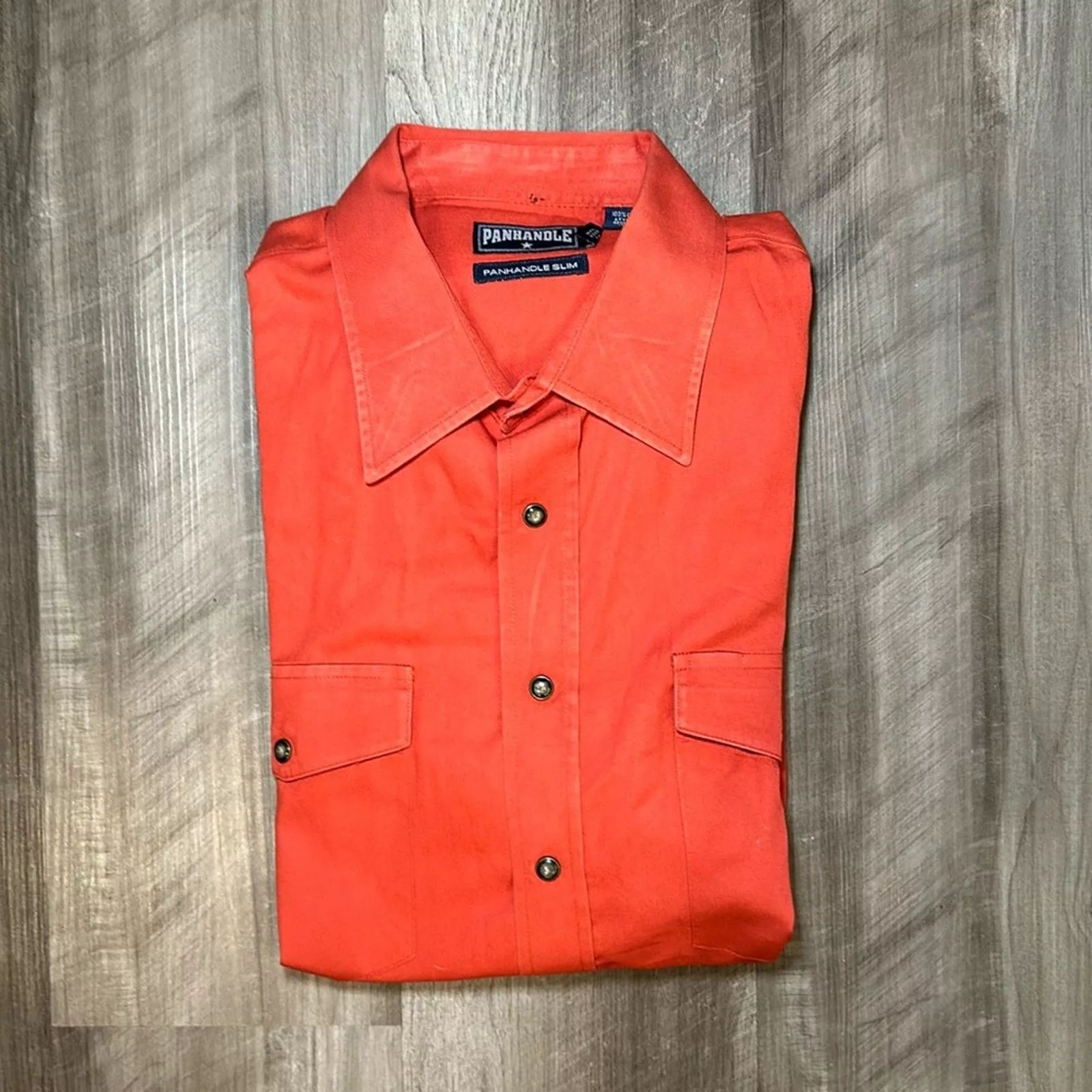 Panhandle Slim Shirts Button Ups Panhandle Slim Western Long Sleeve Pearl Snap Button - XL Orange