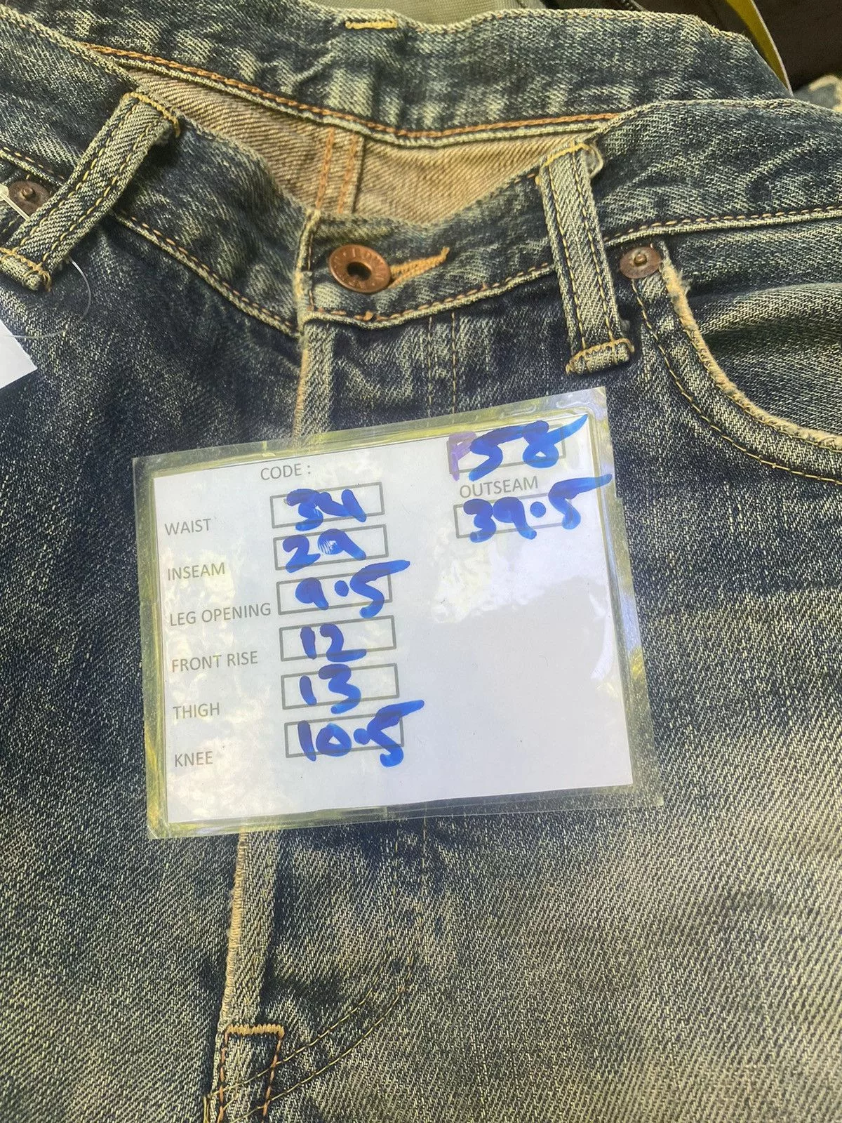 Edwin Denim Edwin × Vintage VINTAGE EDWIN 505x RED TAG DISTRESSED JEANS PANTS Blue